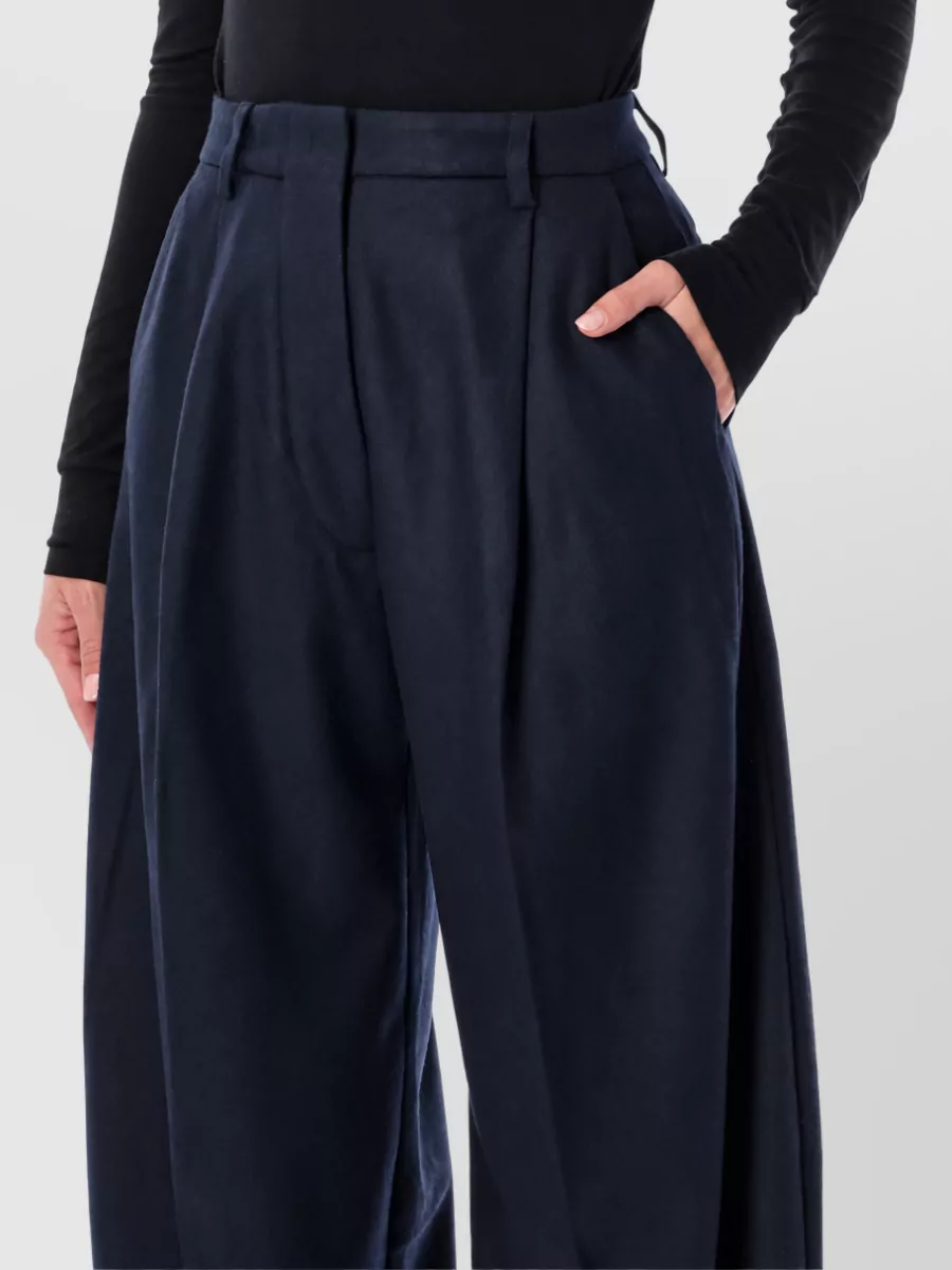 Thelatest Wool High-Rise Pleated Wide-Leg Trousers
