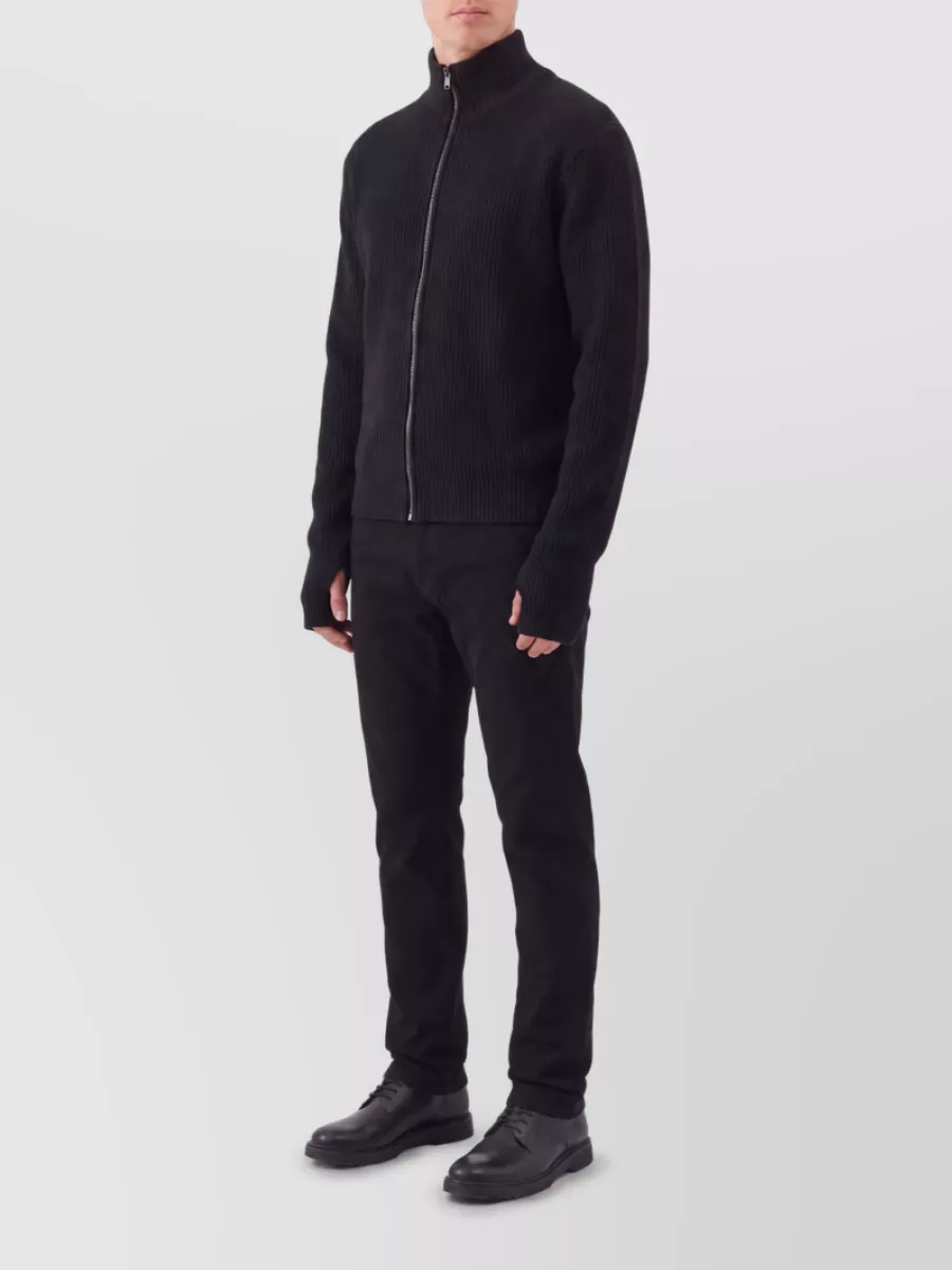 Lemaire virgin wool ribbed oversized zip cardigan