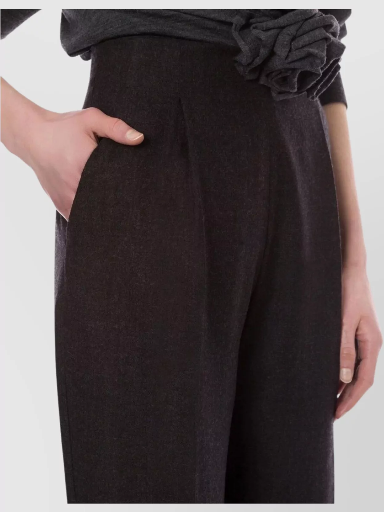 Alberta Ferretti High Waist Wide Leg Trousers With Pockets