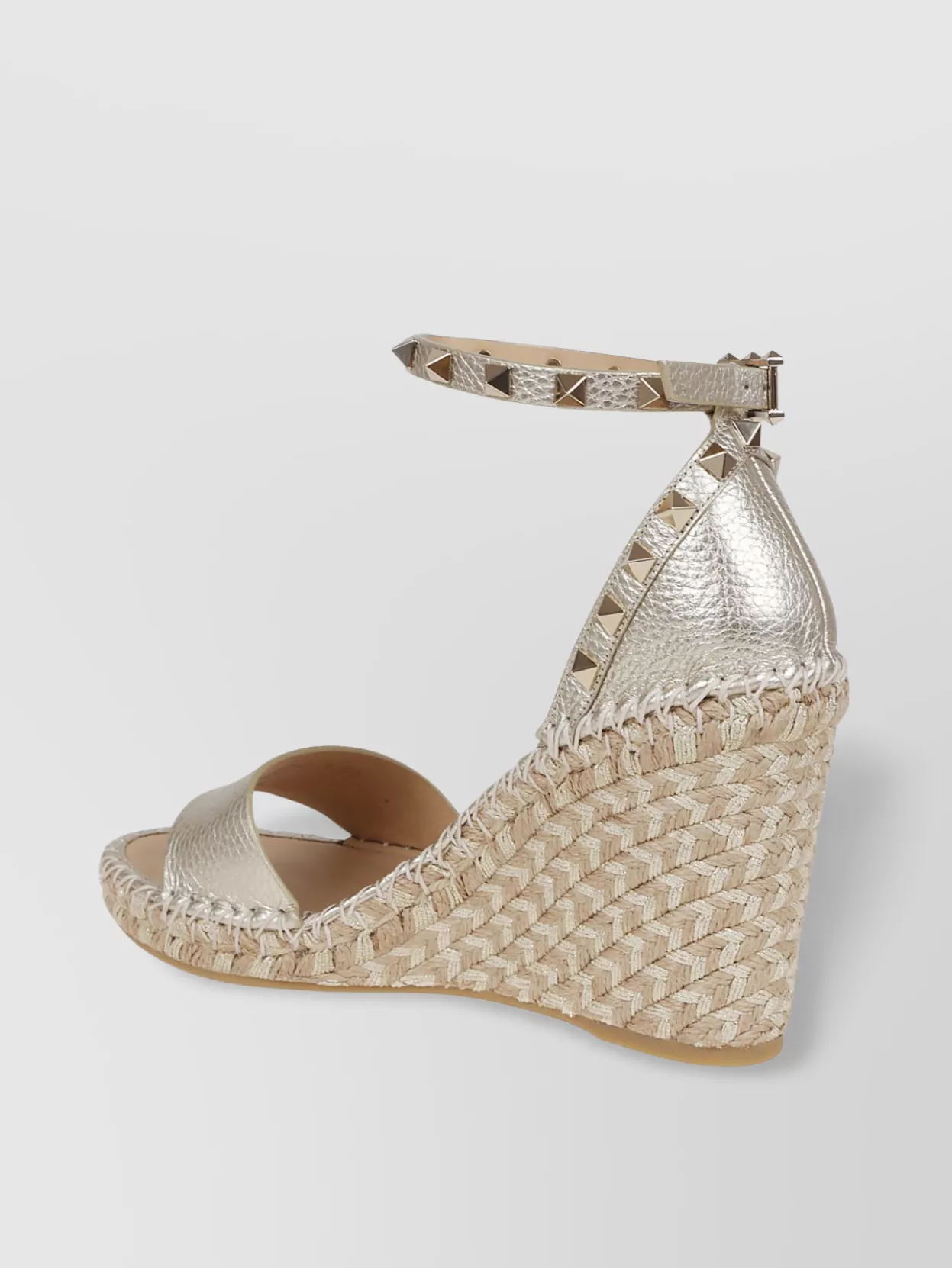 Valentino Garavani Studded Open Toe Wedge Espadrilles