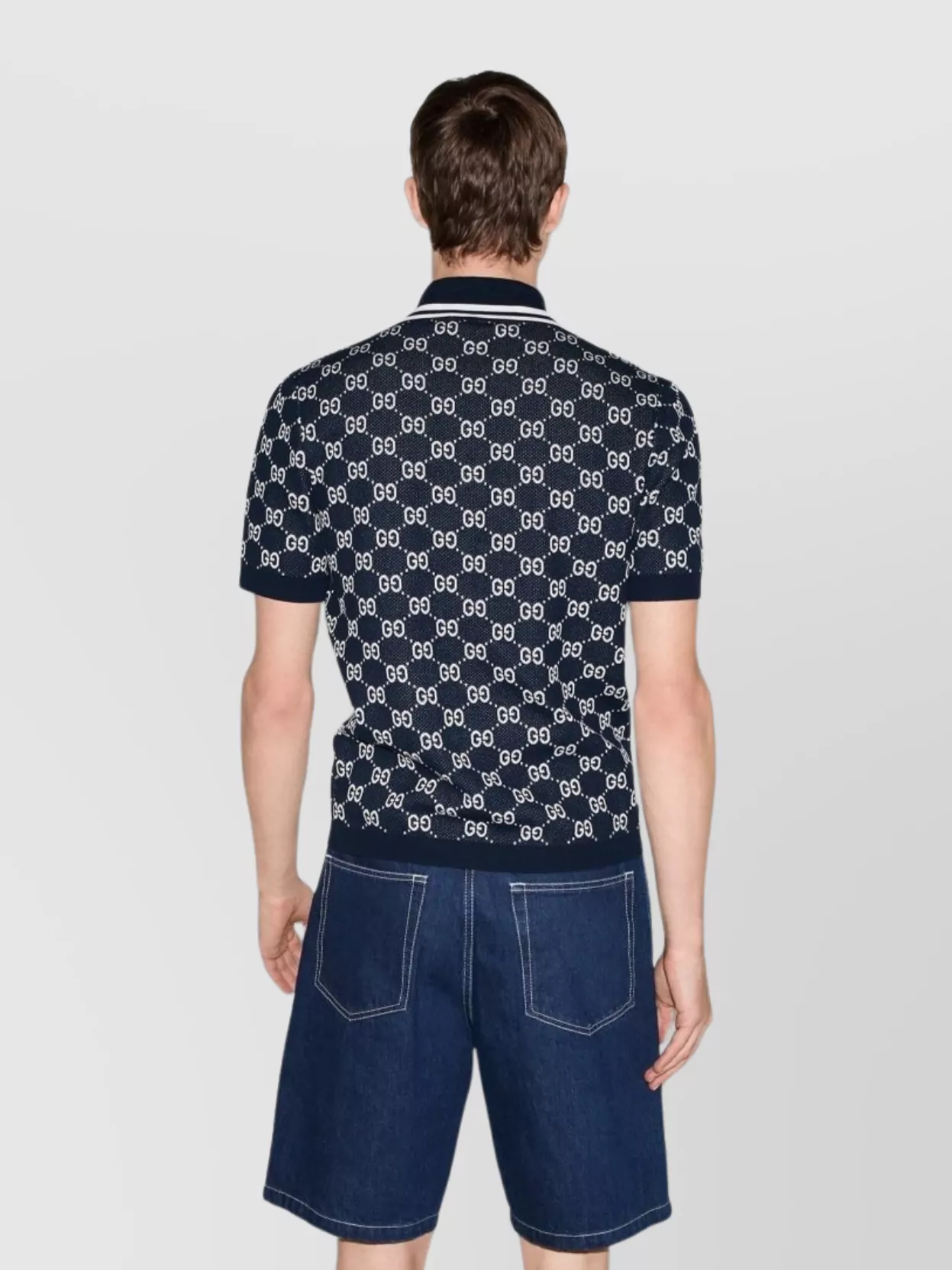 Gucci Gg Jacquard Knit Polo Shirt