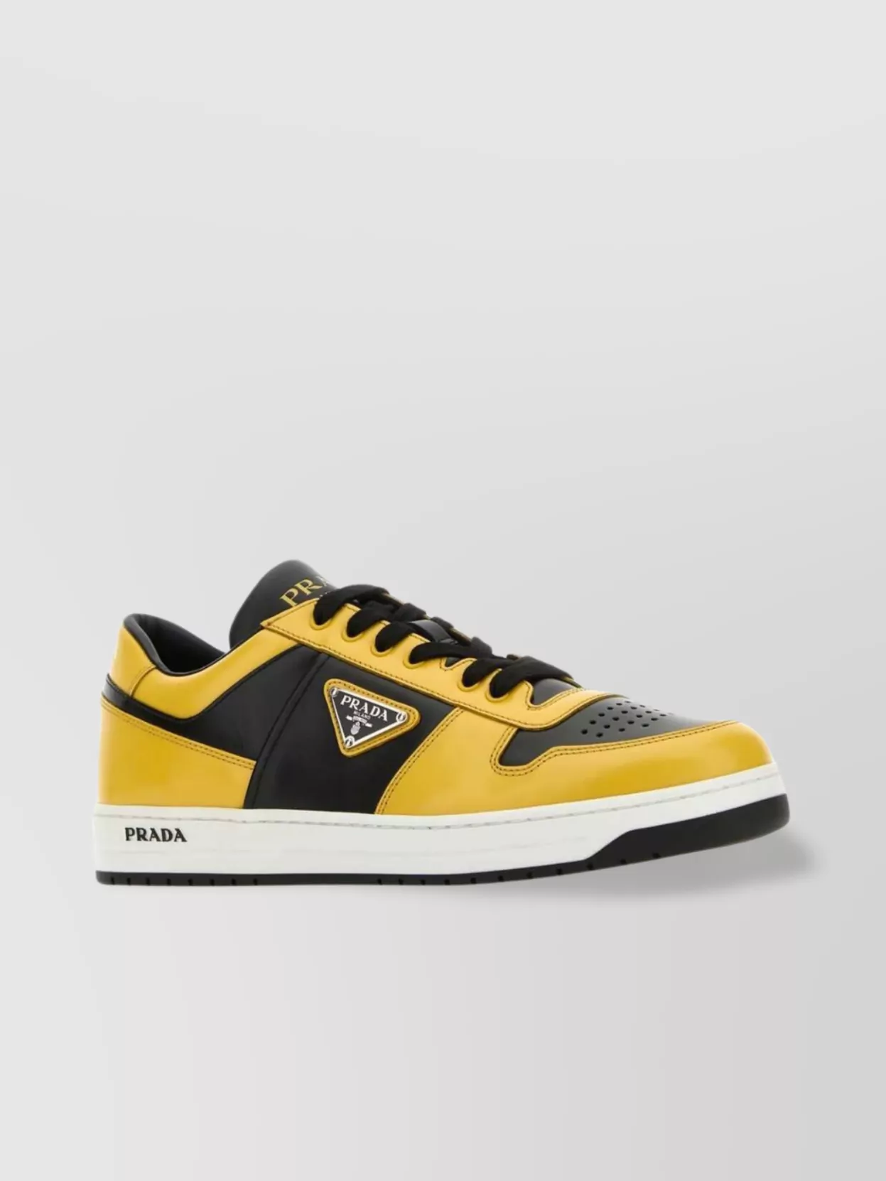 Shop Prada Two-tone Leather Downtown Sneakers