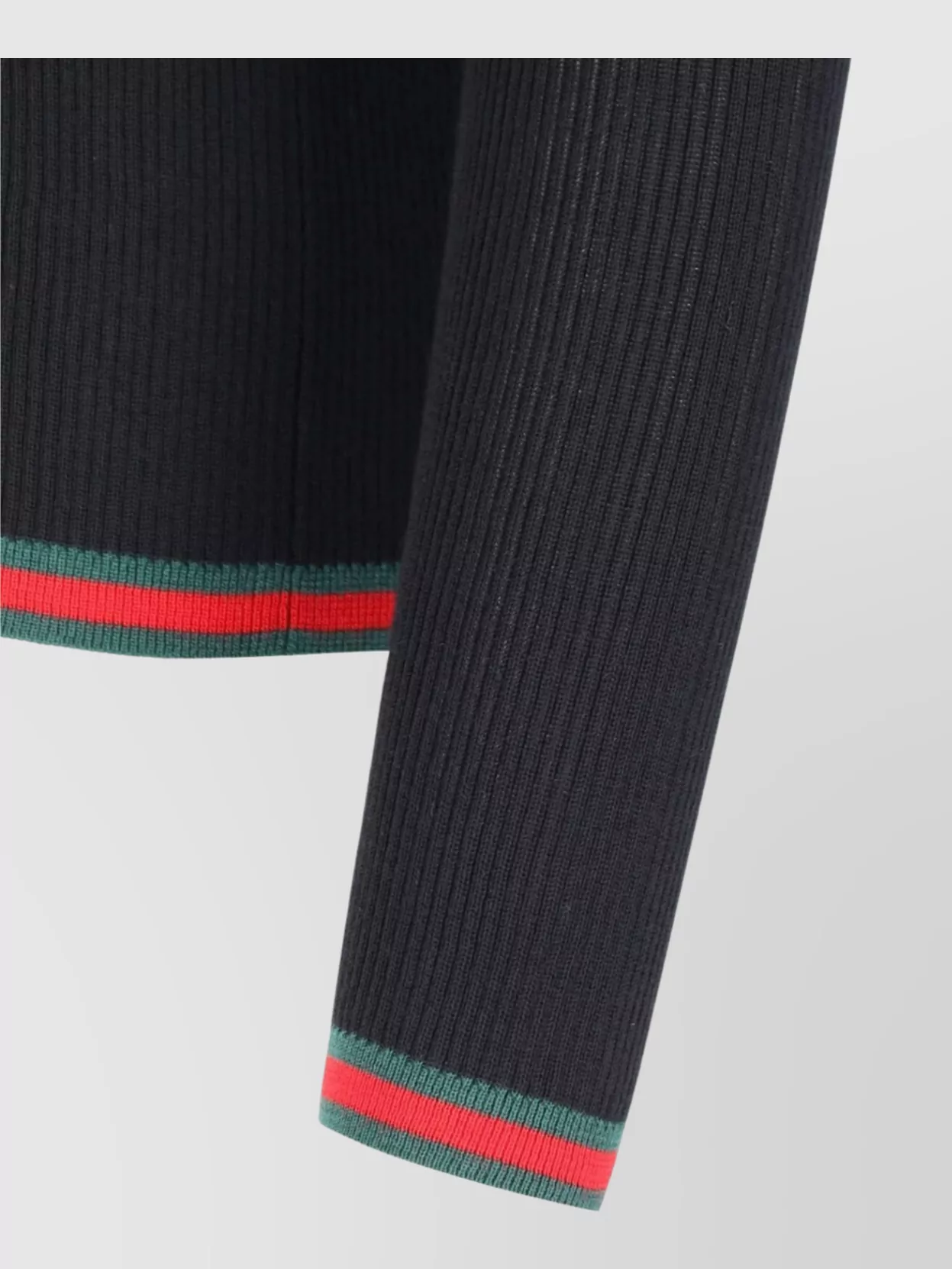 Gucci Ribbed Texture Polo Collar Crewneck With Contrast Trim