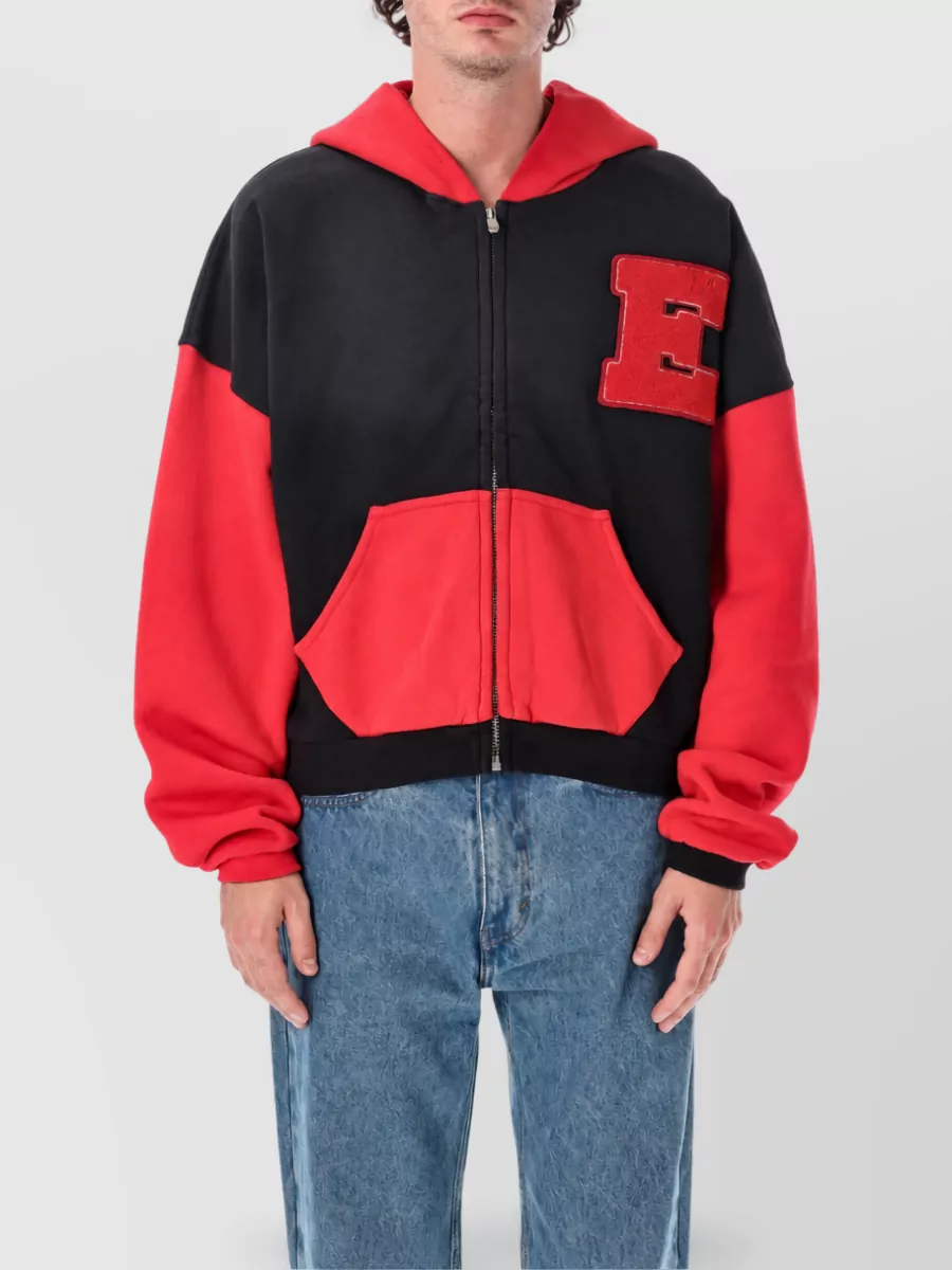 Erl cotton varsity zip hoodie