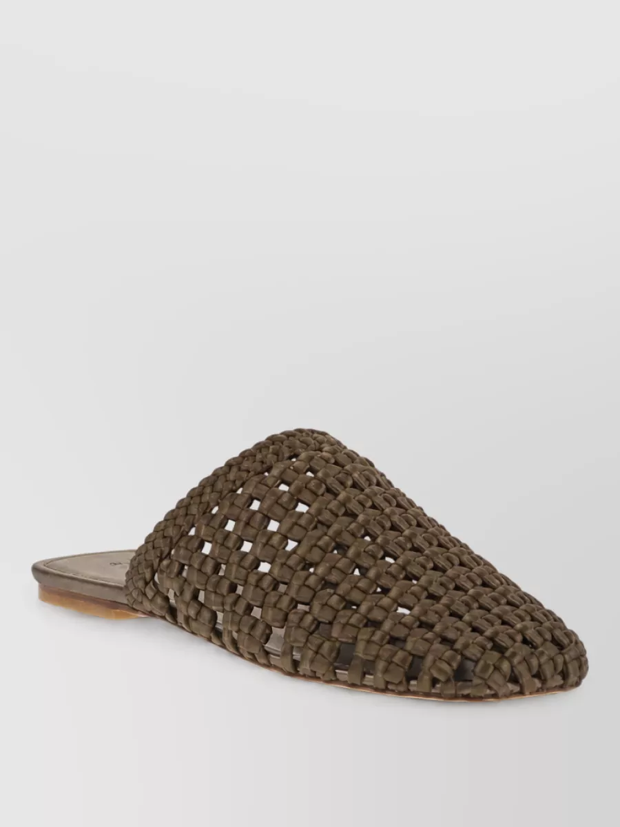 Stuart Weitzman satin woven pointed-toe mules