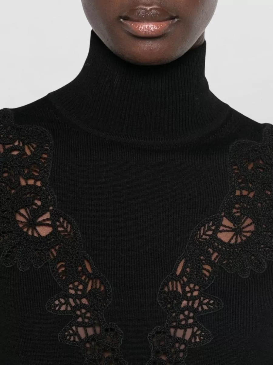 Zimmermann Wool Lace Trim Turtleneck Sweater