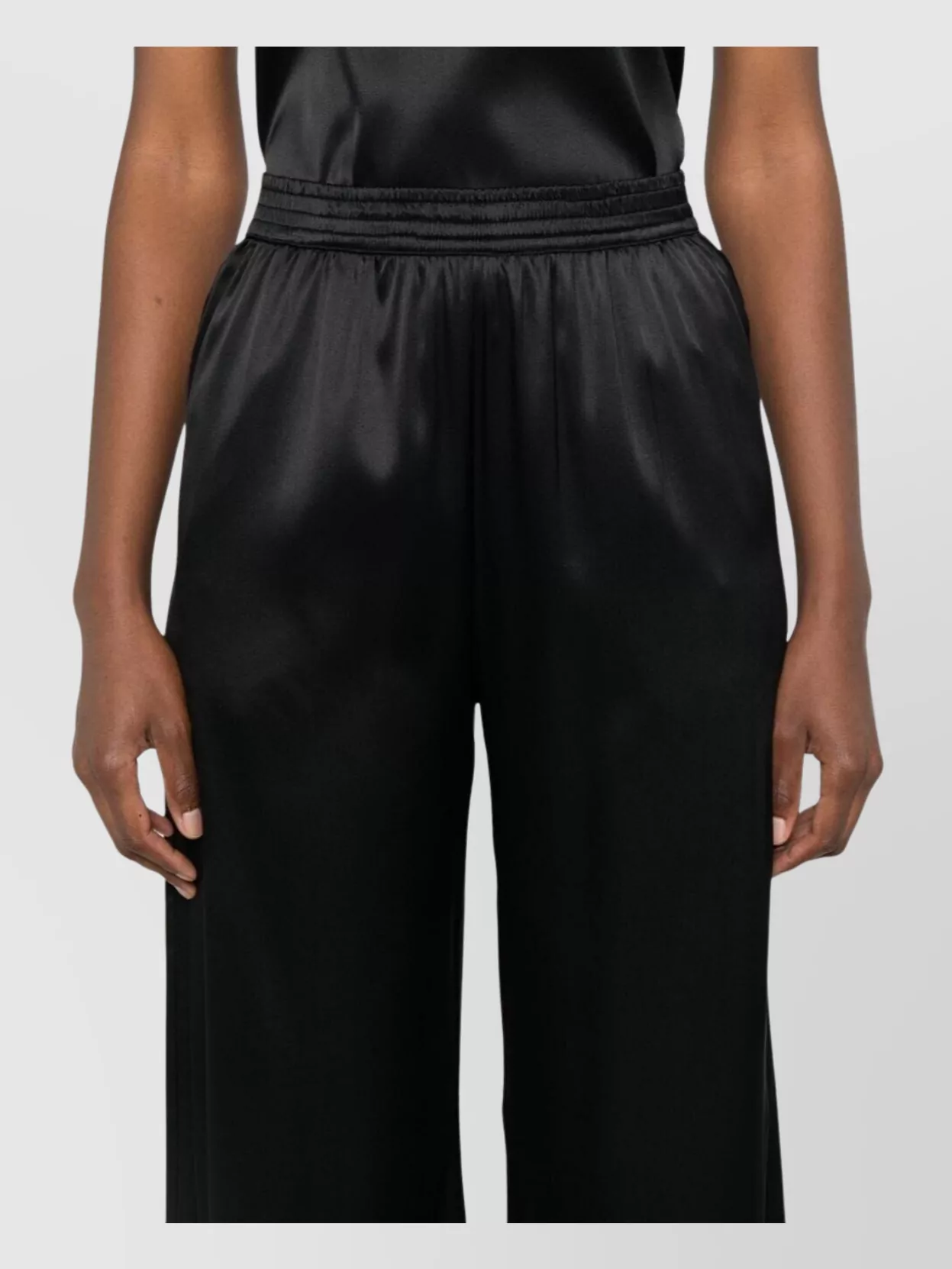 Ermanno Scervino Wide-Leg Satin Trousers Elastic Waistband