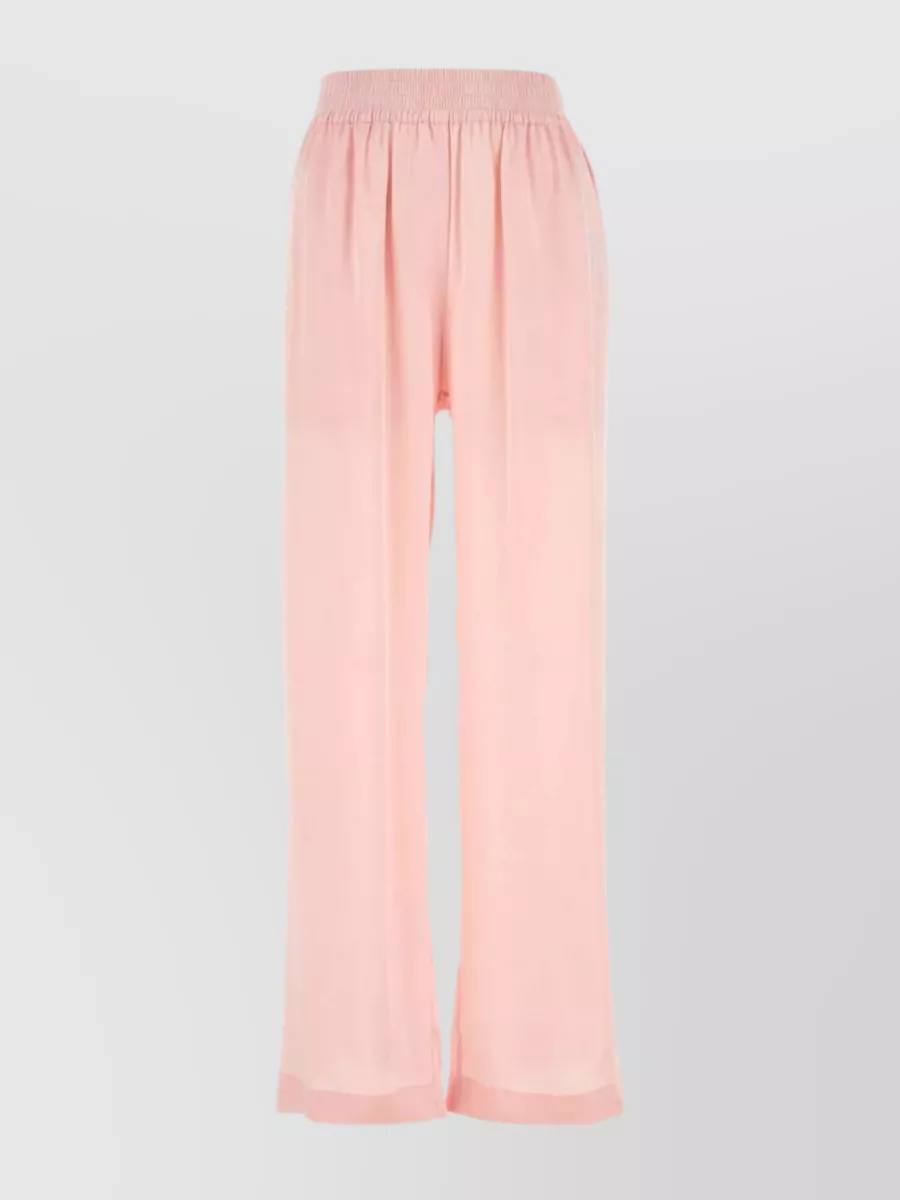 Shop Burberry Silk Satin Wide-leg Trousers In Pastel