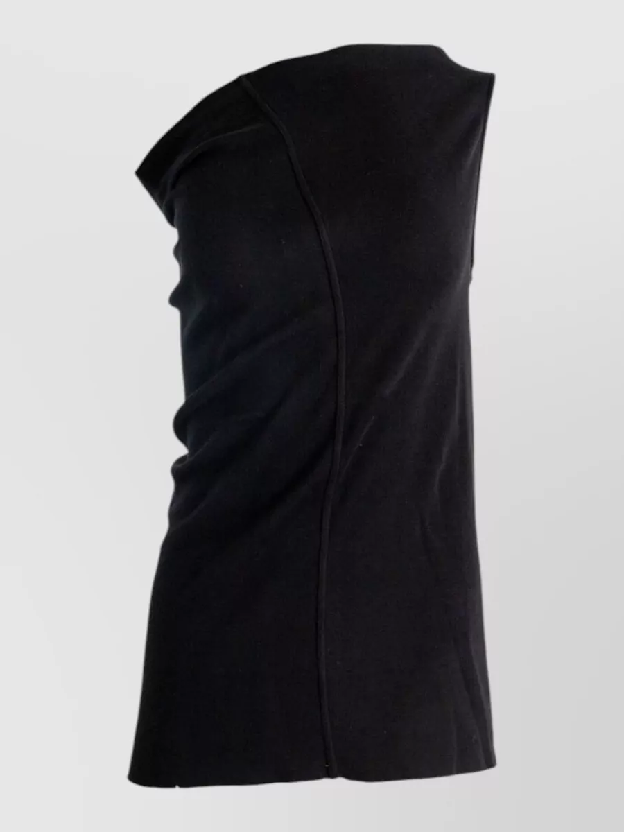 Rick Owens cotton draped one-shoulder sleeveless mini dress