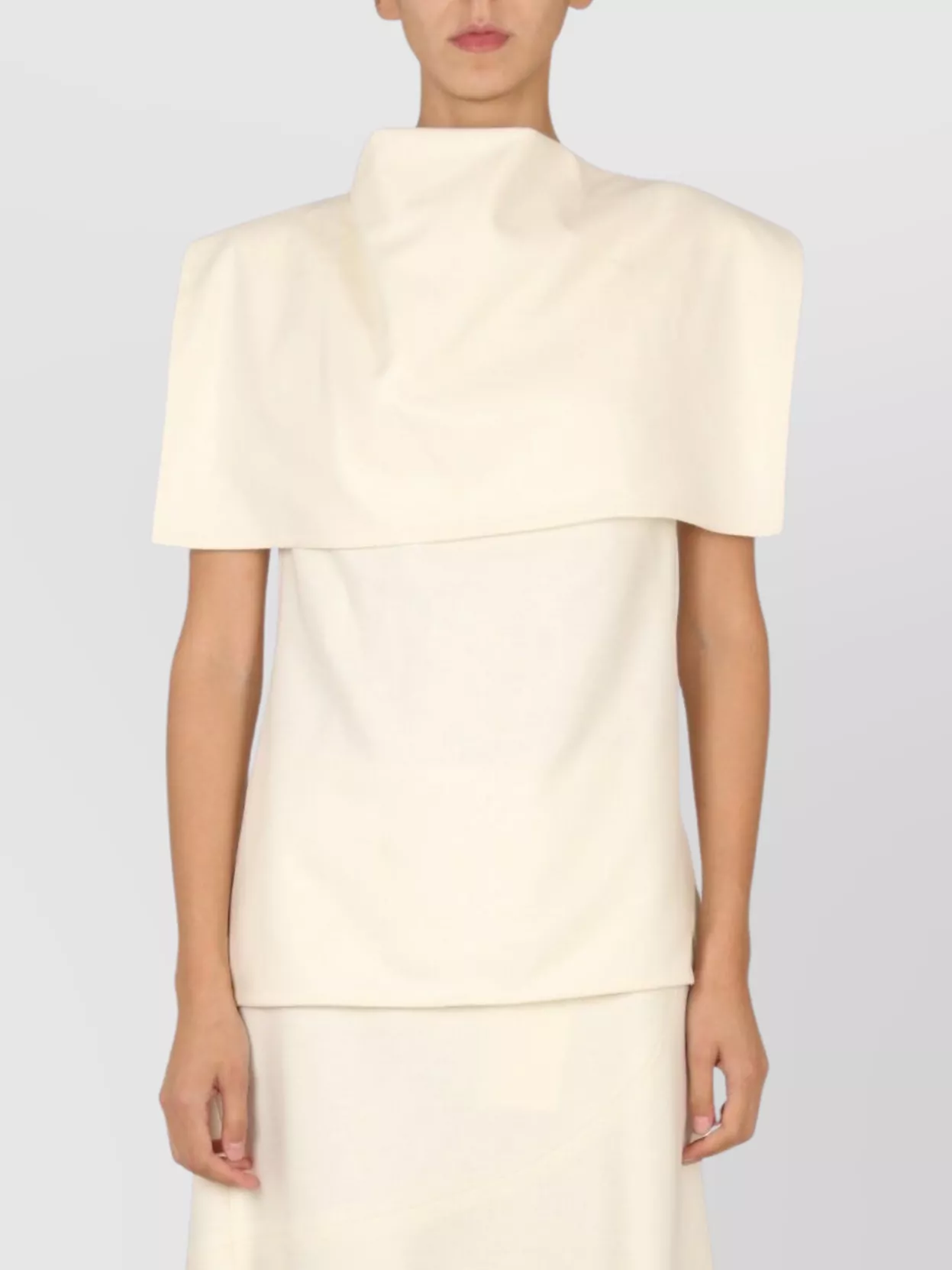 Jil Sander Wool Cape Overlay High Neck Tops