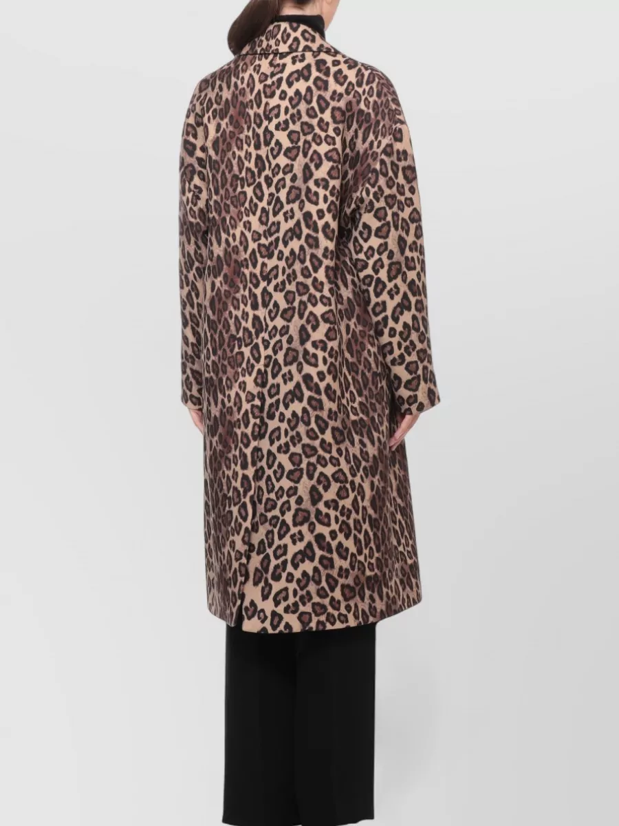 Alberto Biani Virgin Wool Animal Print Long Coat