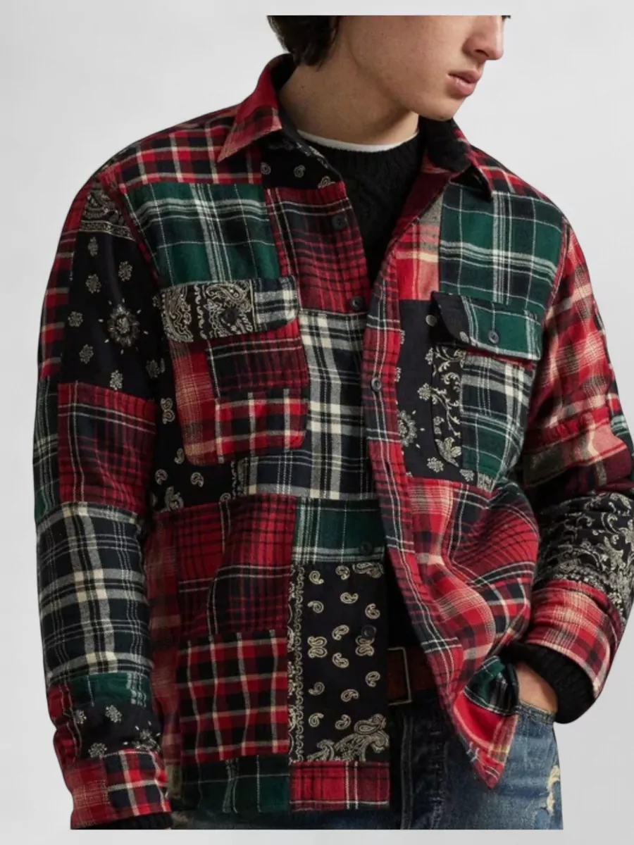 Ralph Lauren Flannel Workshirt With Patchwork And Pockets