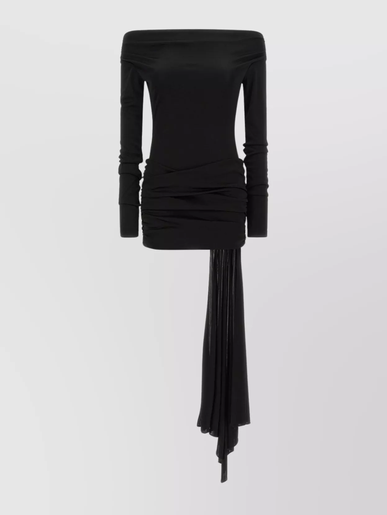 The Andamane Wendell Off-the-shoulder Draped Mini Dress In Black
