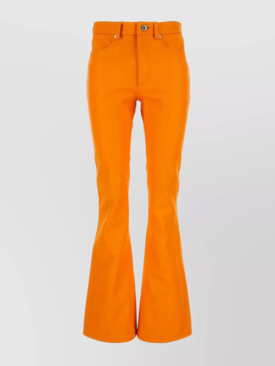Shop Jw Anderson Flared Leather Pant With Belt Loops In Orange