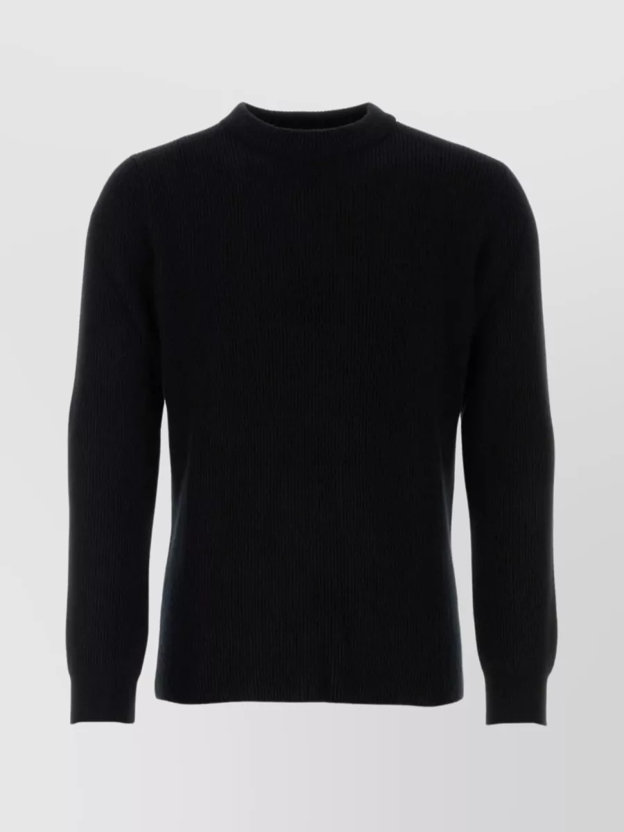 Shop Johnstons Of Elgin Essential Ribbed Cashmere Crew-neck Sweater In Black
