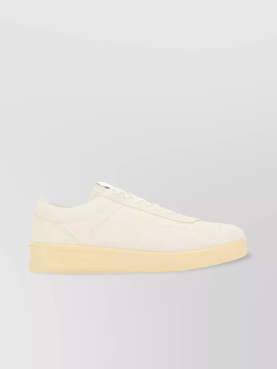 Shop Jil Sander Chunky Sole Lace-up Leather Sneakers In White