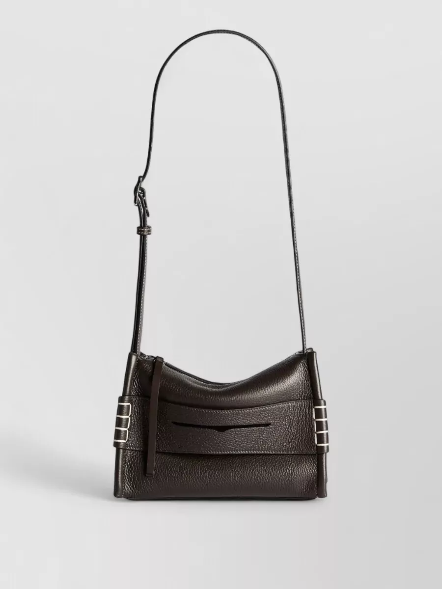 Jw Anderson Messenger Bag Adjustable Strap Front Pocket Leather In Brown