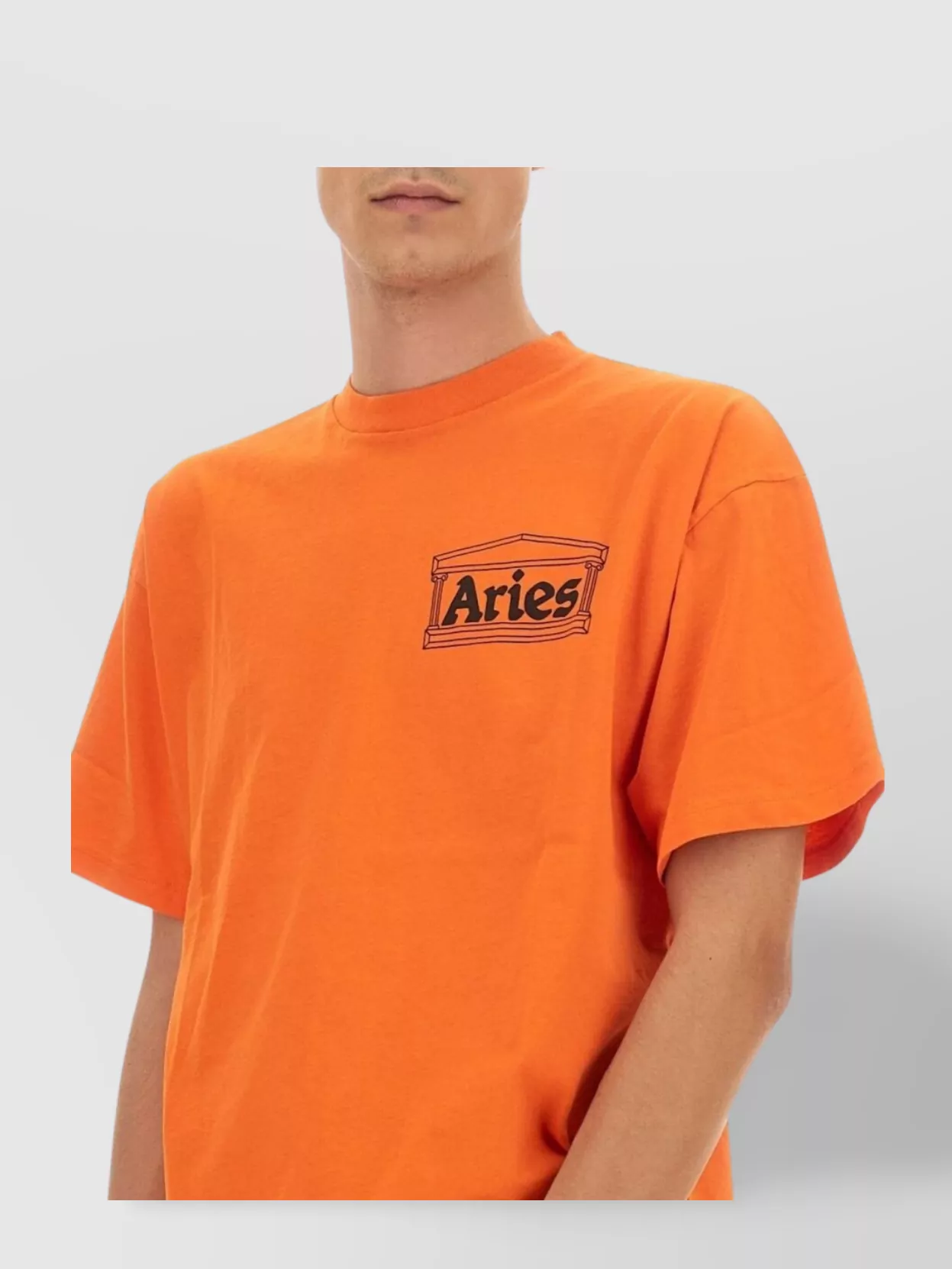 Aries Logo Print Crew Neck T-Shirt With Short Sleeves