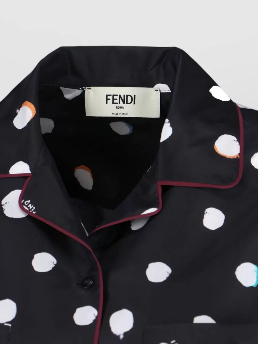 Fendi Long Sleeve Top Polka Dots Chest Pocket