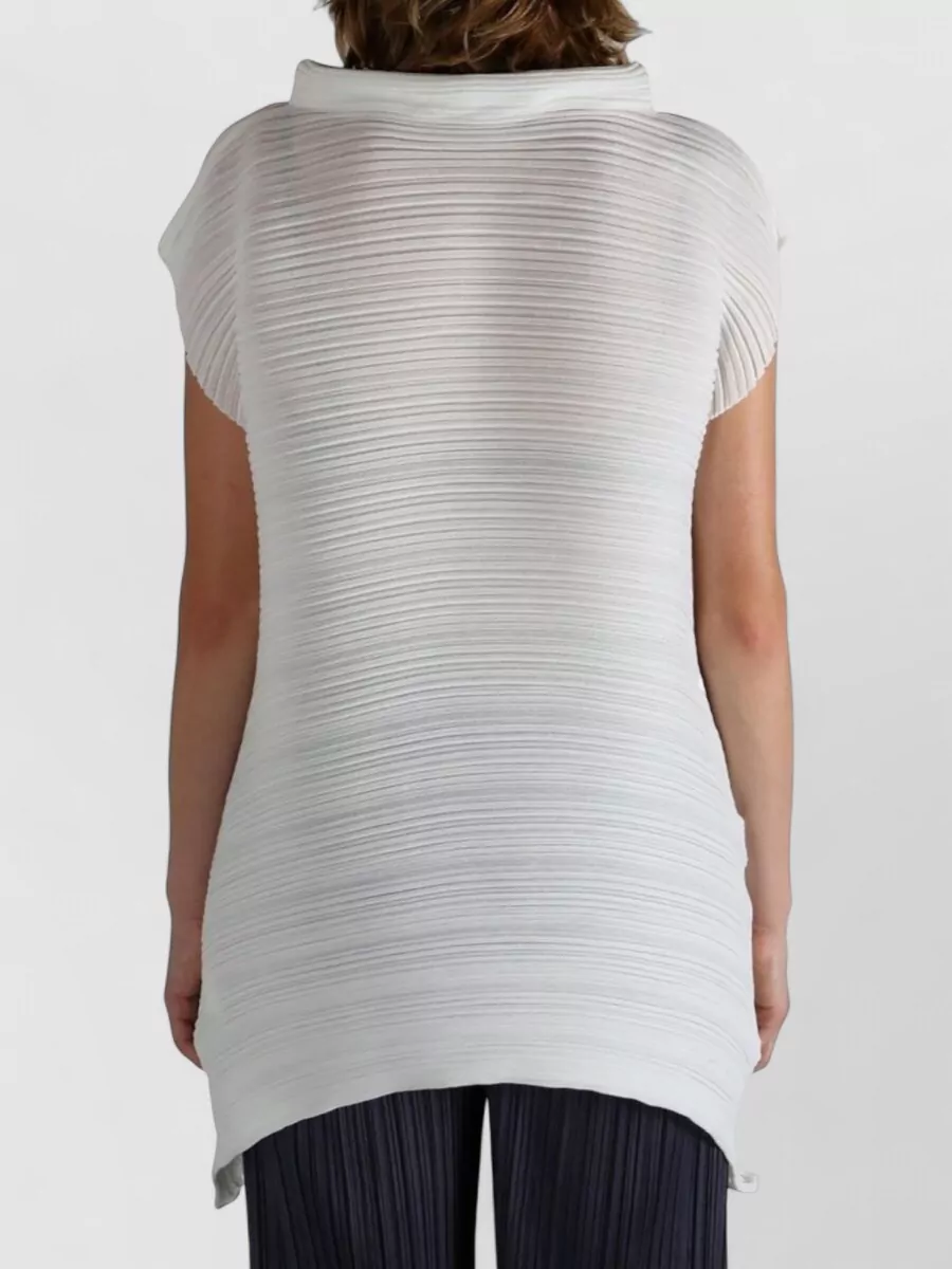 Pleats Please Issey Miyake Sleeveless Top High Low Hem Texture