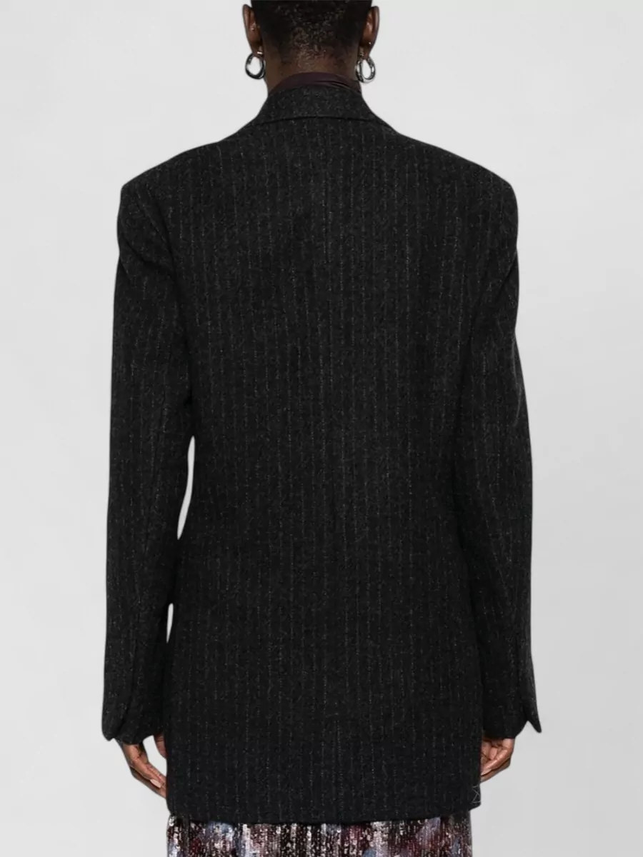 Dries Van Noten Longline Pinstripe Jacket Front Flap Pockets