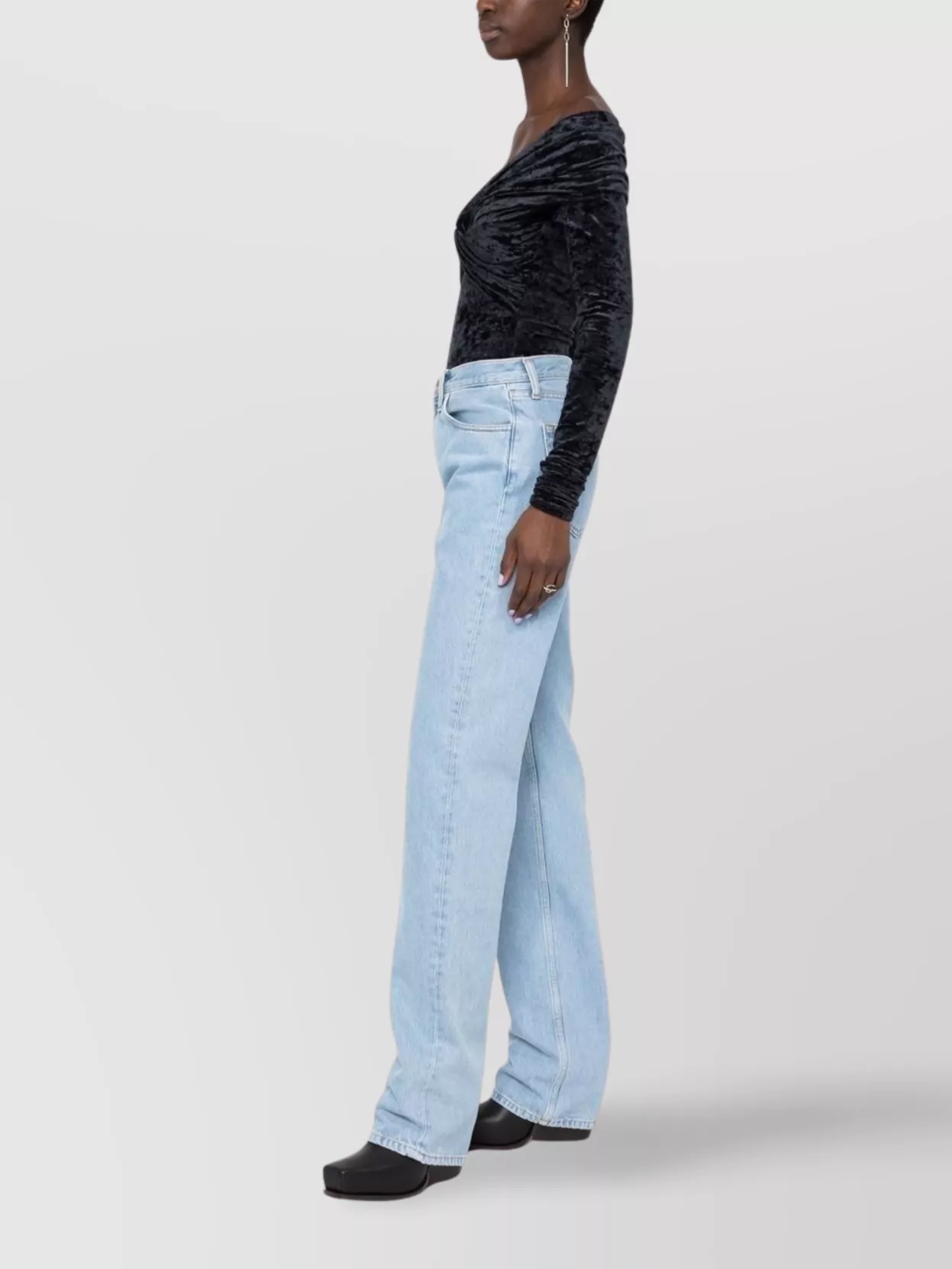 The Attico Straight Leg High Rise Denim Jeans