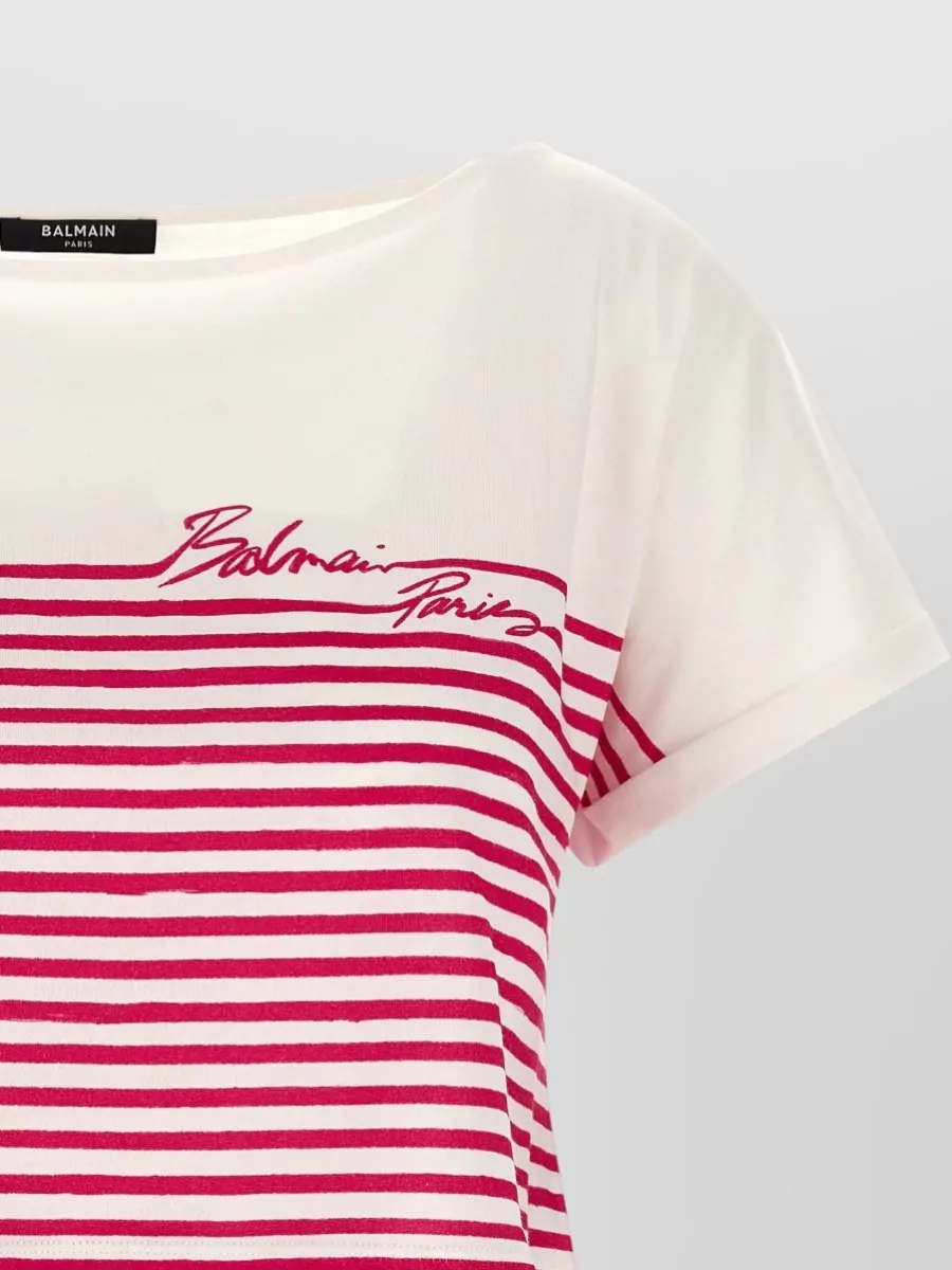 Balmain Striped Marinière T Shirt Round Neck