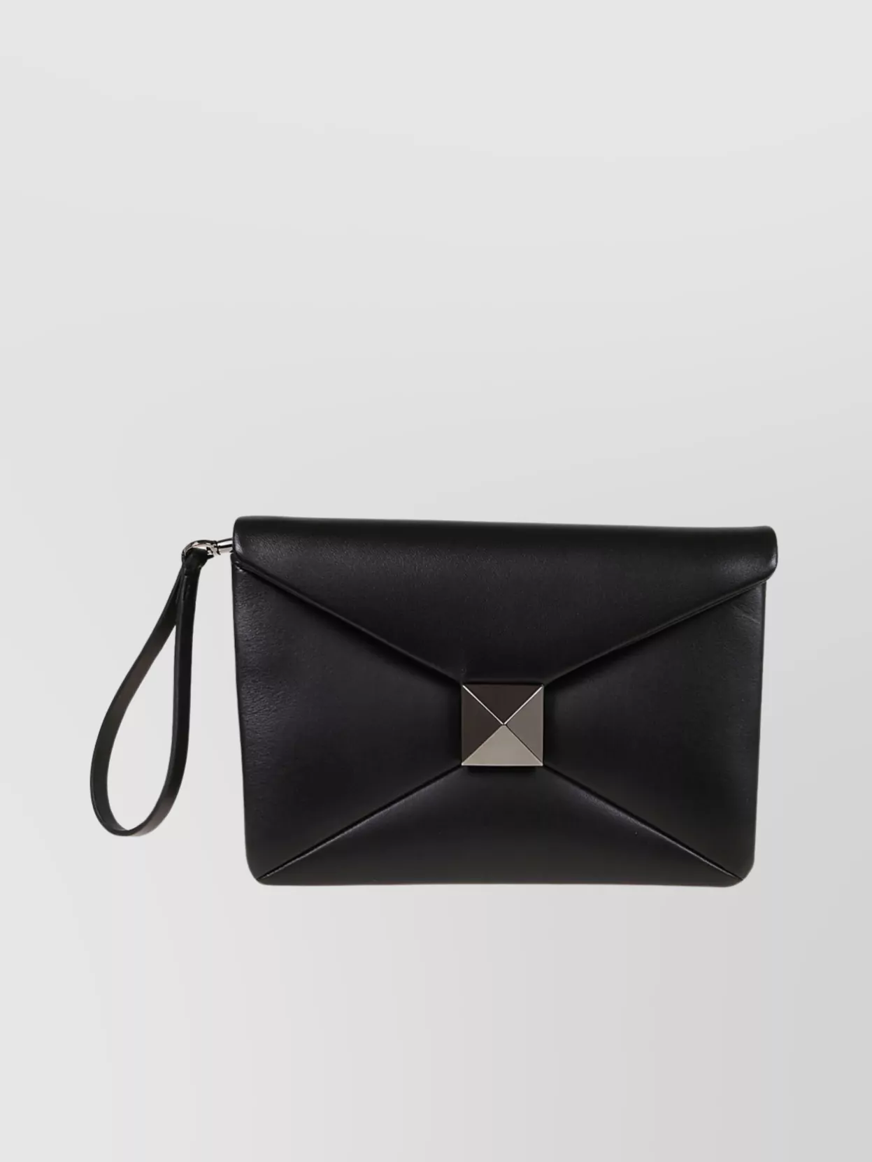 Shop Valentino Nappa Leather Envelope Clutch With Maxi Stud In Black