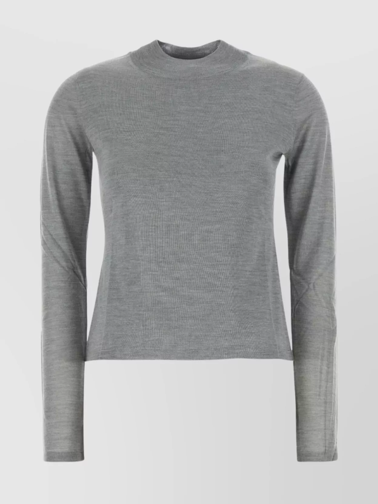 Max Mara Silk Crew Neck Sweater With Ribbed Texture In Gray