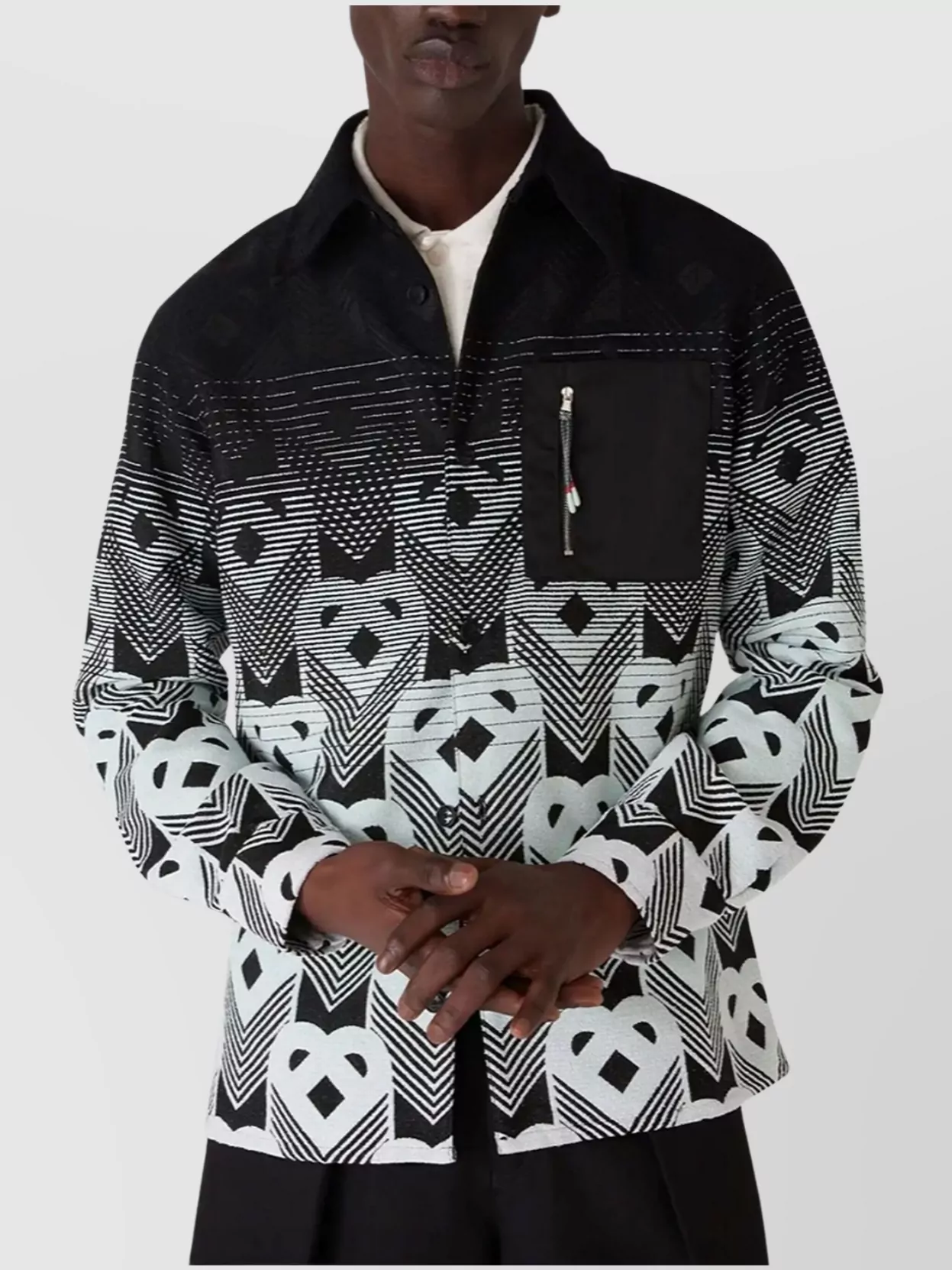 Casablanca Geometric Long Sleeve Jacket With Zip Pocket