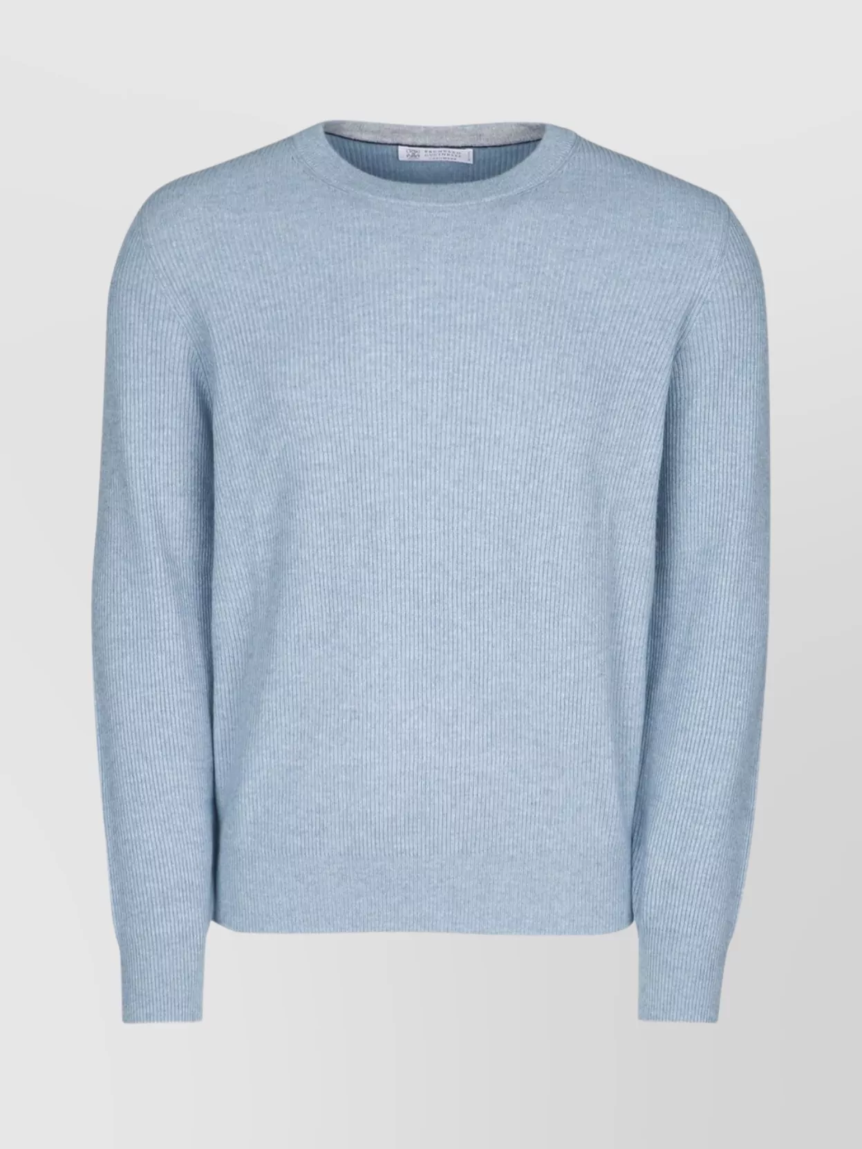 Brunello Cucinelli Ribbed Round Neck Sweater In Blue