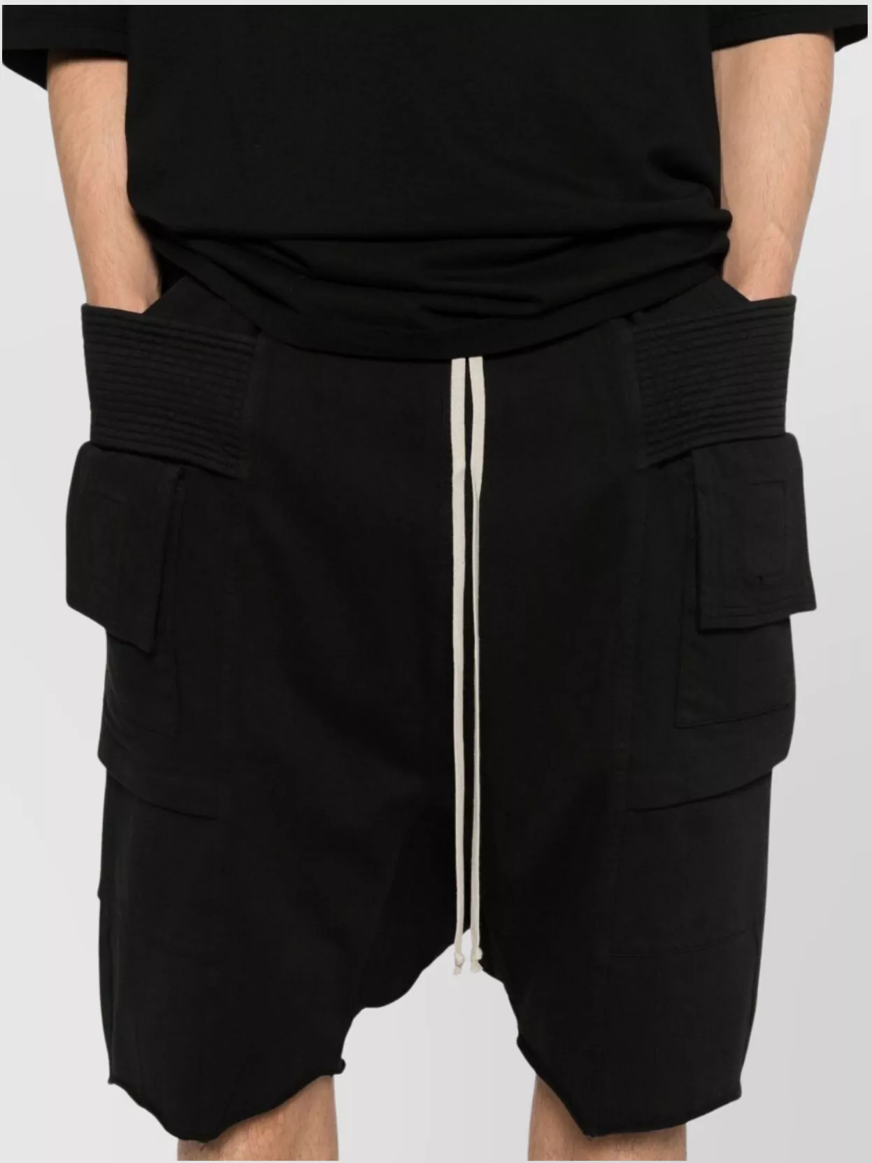 Rick Owens Drkshdw Cargo Fleece Knee-Length Shorts With Ribbed Detailing
