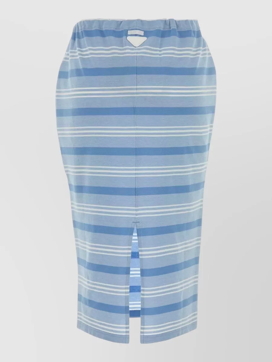 Prada Striped Cotton Piqué Midi Skirt