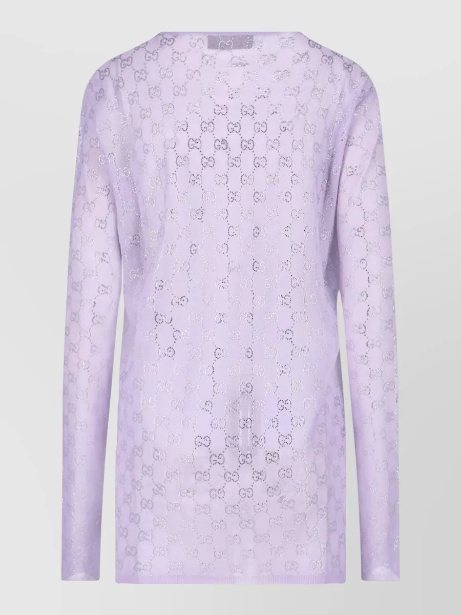 Gucci Silk Ribbed Logo-Print Crystal-Embellished Crewneck Sweatshirt