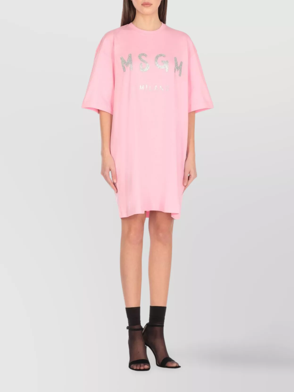 Msgm Cotton Knee Length Dress With Flared Hem