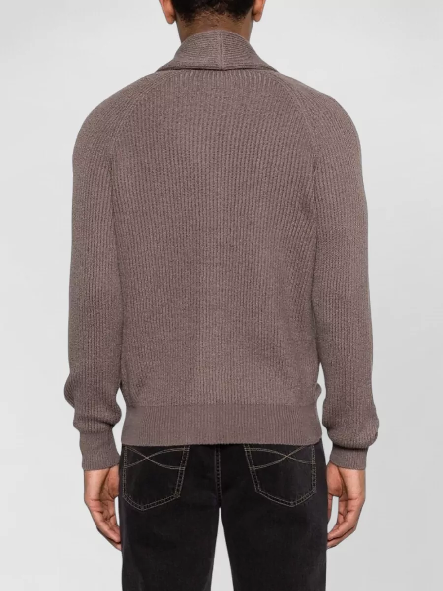 Brunello Cucinelli Ribbed Knit Shawl Collar Cardigan