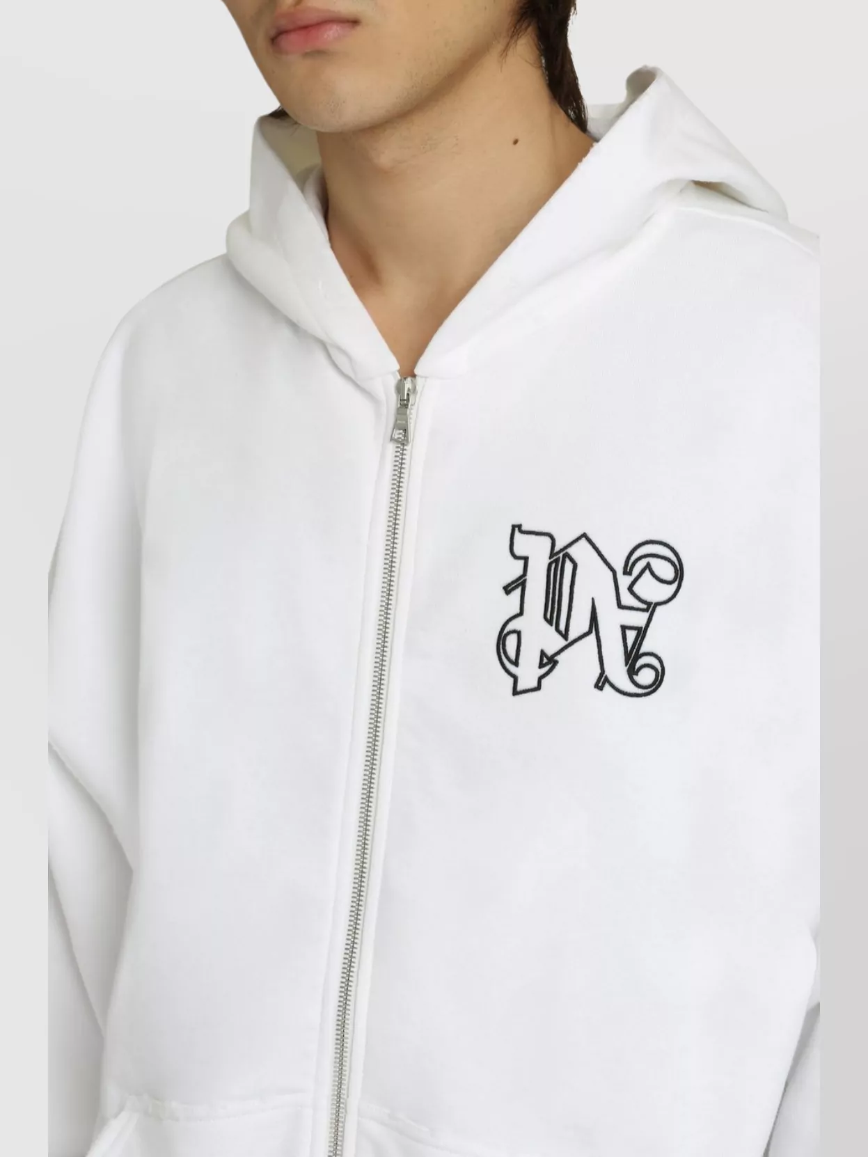 Palm Angels Zip-Up Hoodie With Hood And Pockets
