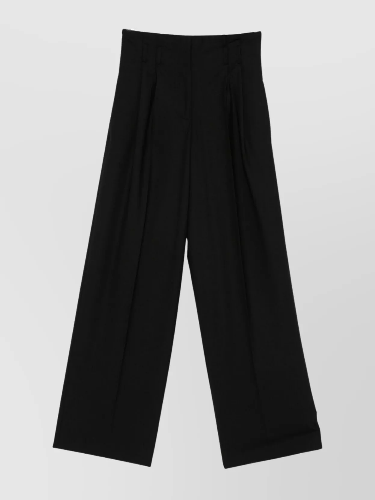 Semicouture Wide Leg Pleated Trousers With Belt Loops In Black
