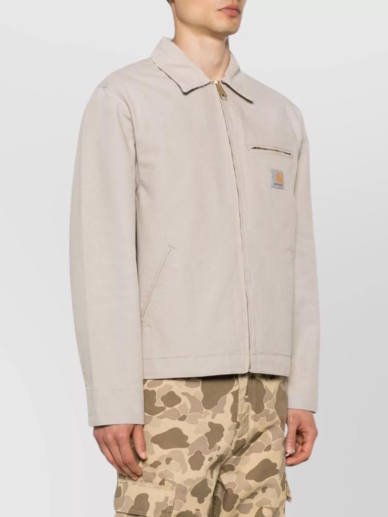 Carhartt Canvas Jacket Zip Pockets In Neutral