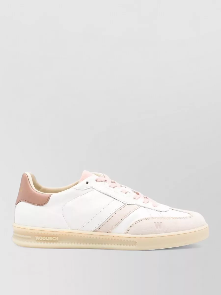 Woolrich Double U Leather Sneakers Round Toe