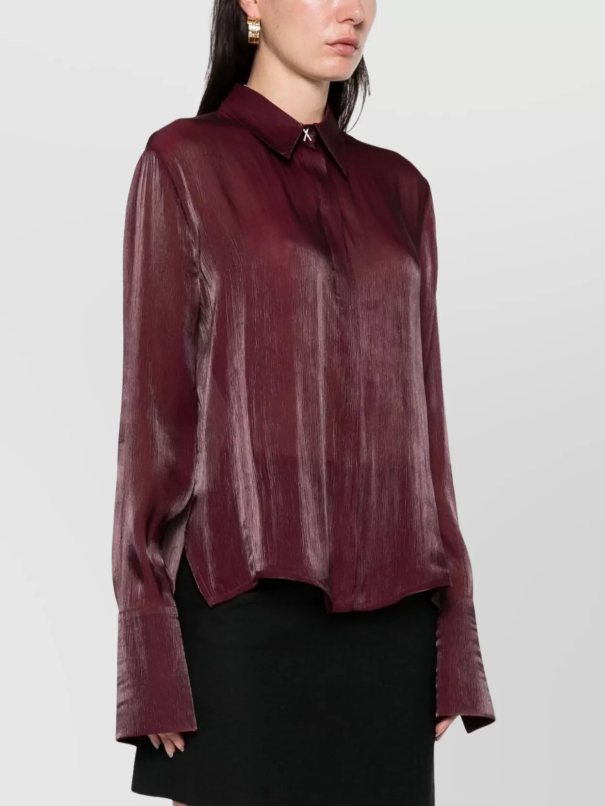 Genny Long Sleeve Shirt Featuring Pointed Collar
