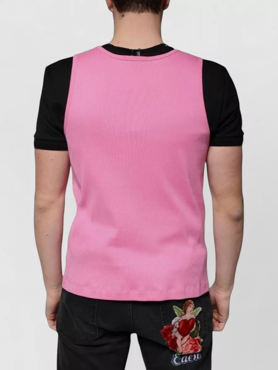 Dolce&Gabbana Ribbed Cotton Round Neck Sleeveless T-Shirt