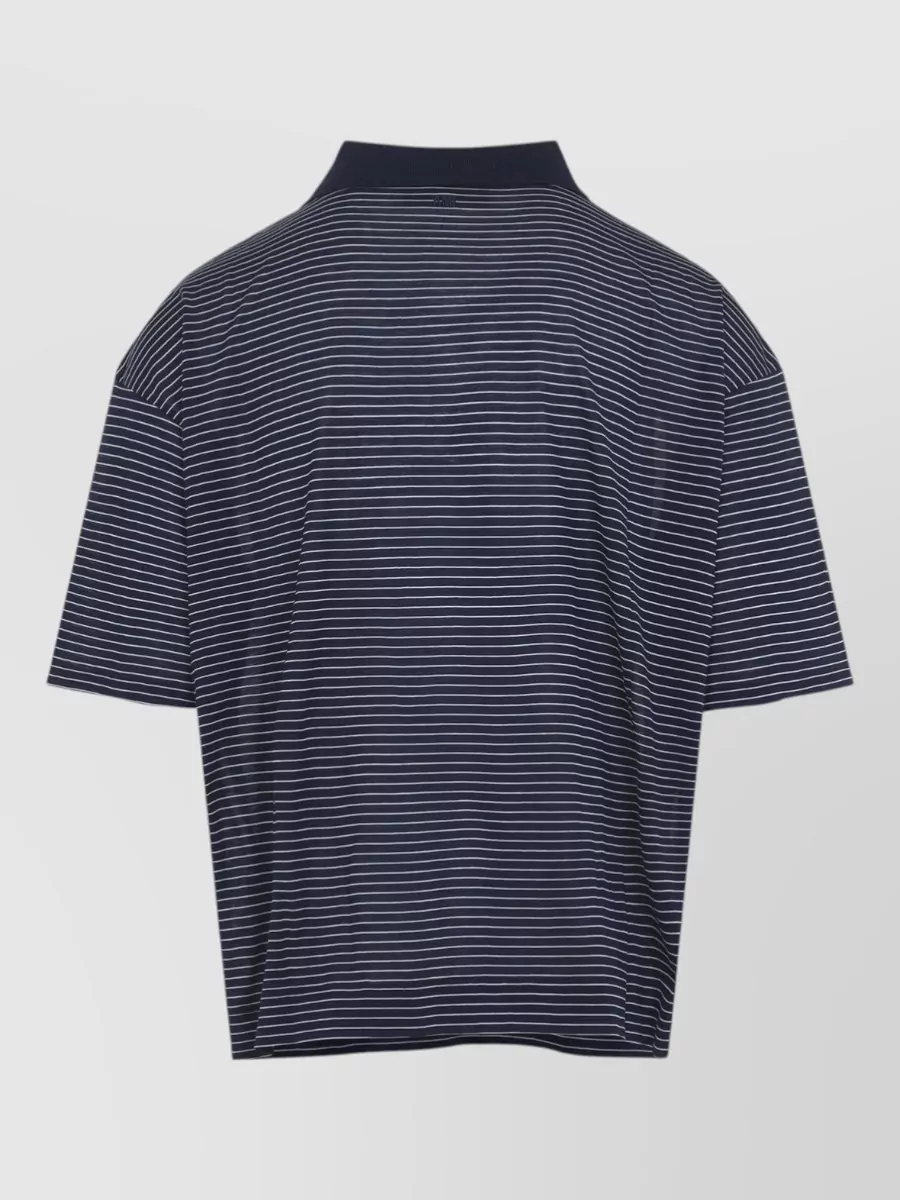 Ami Paris Striped Boxy Fit Cotton Polo Shirt