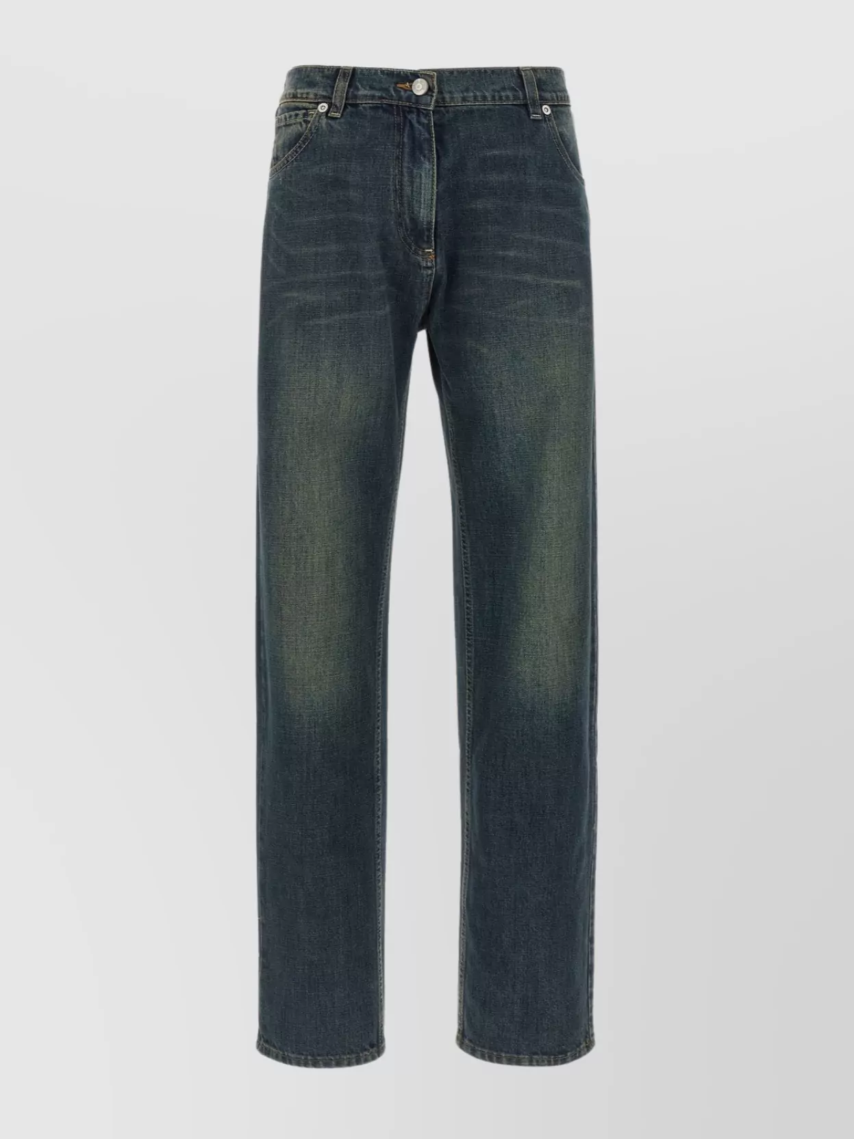 Magda Butrym '09' Faded Effect Denim Trousers With Belt Loops