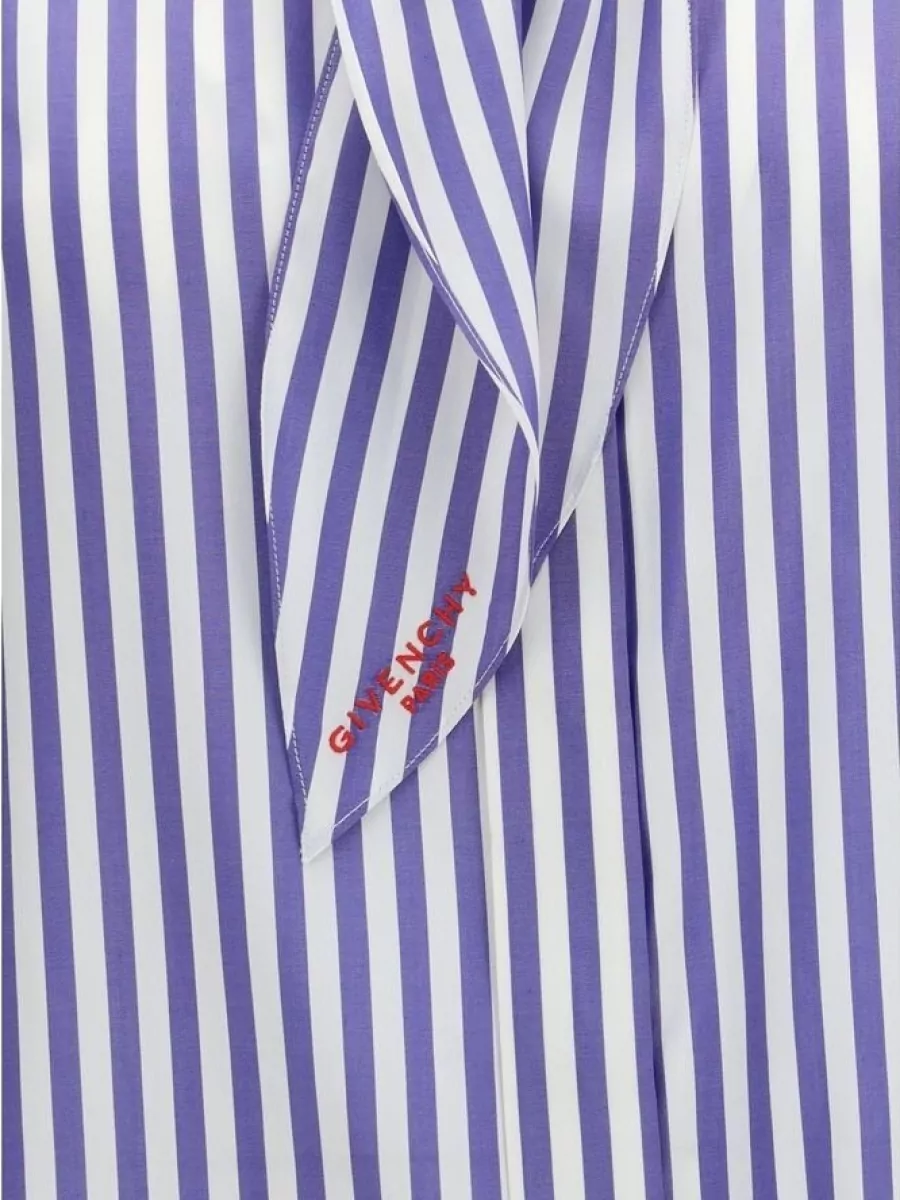 Givenchy Silk striped bow-collar shirt