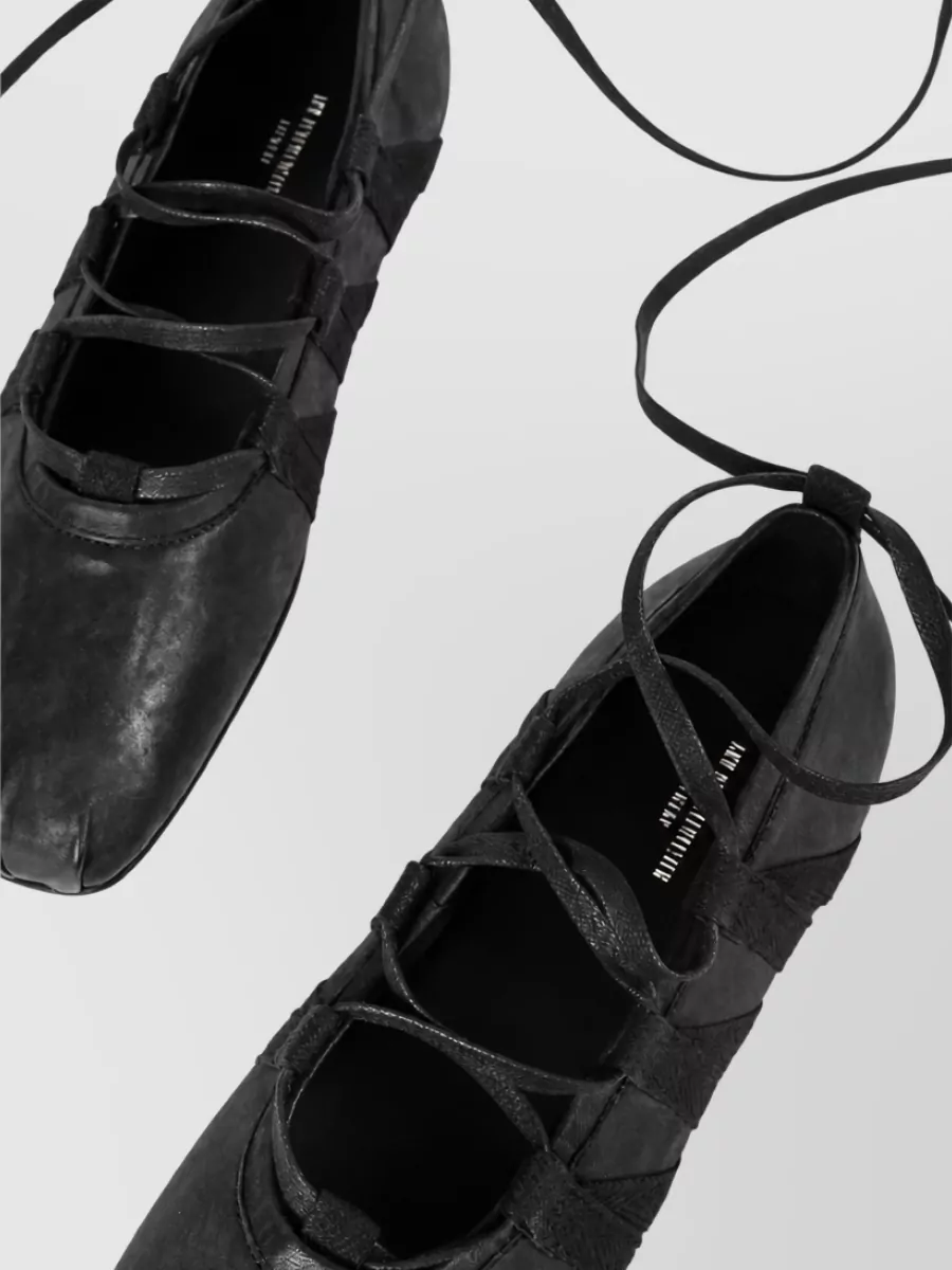 Ann Demeulemeester Lamb Leather Lace-Up Ballerina Shoes
