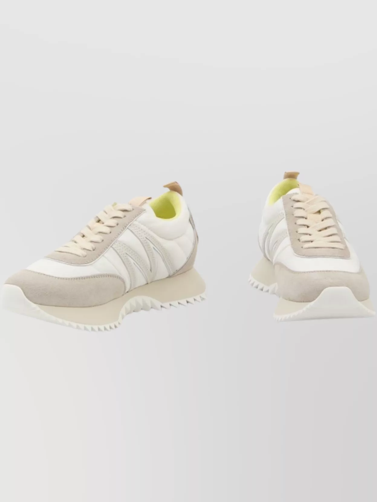 Moncler Pacey Sneakers Leather M-shaped Detail In Neutral