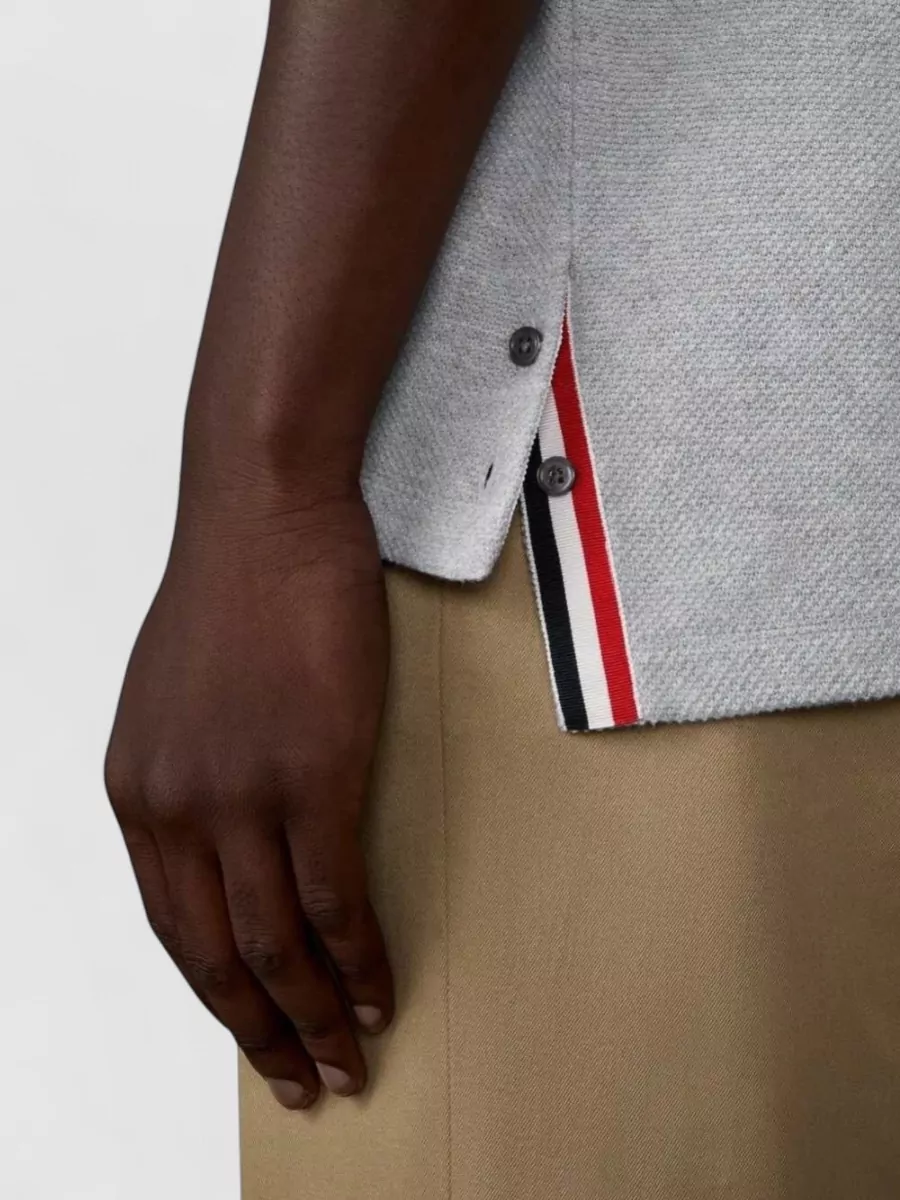 Thom Browne Short Sleeve Pique T-Shirt Signature Four Bar