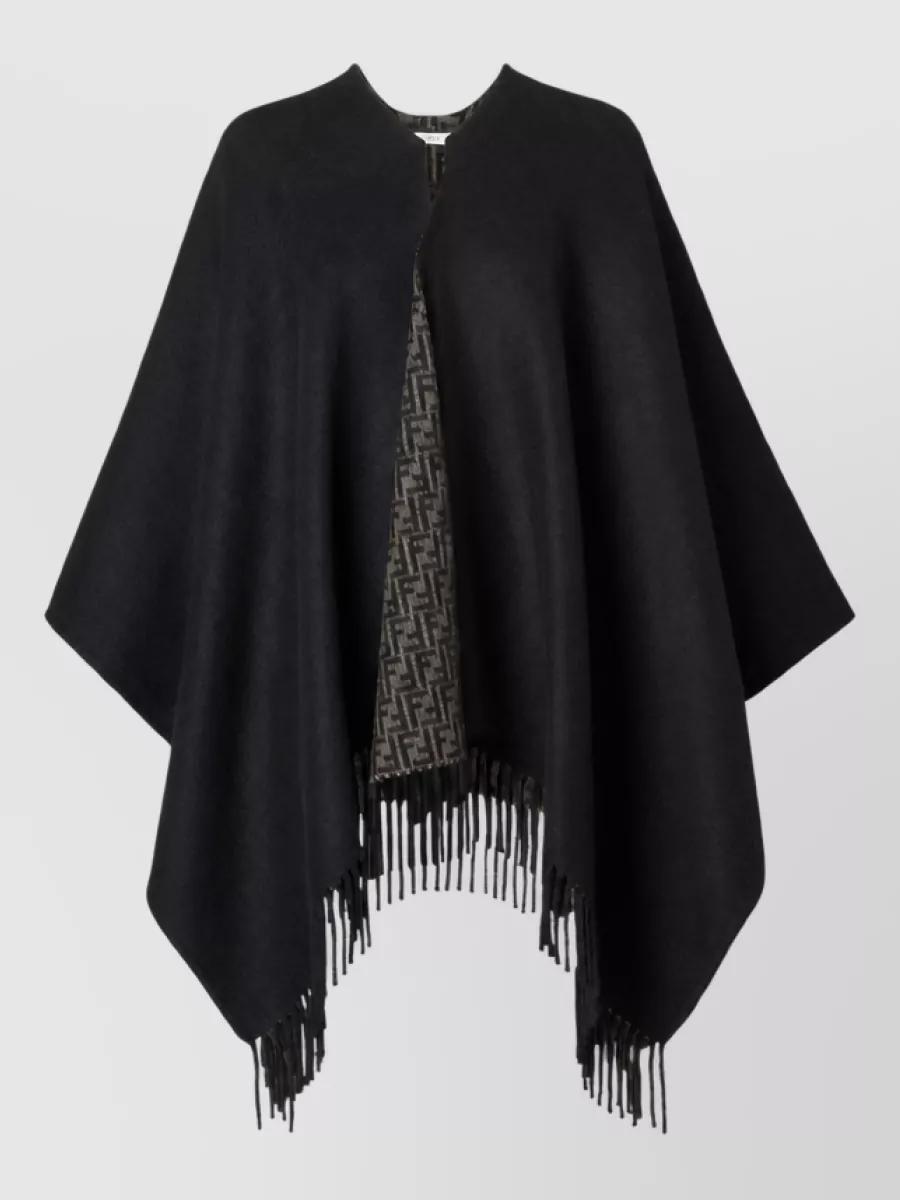 Fendi cashmere wool reversible poncho