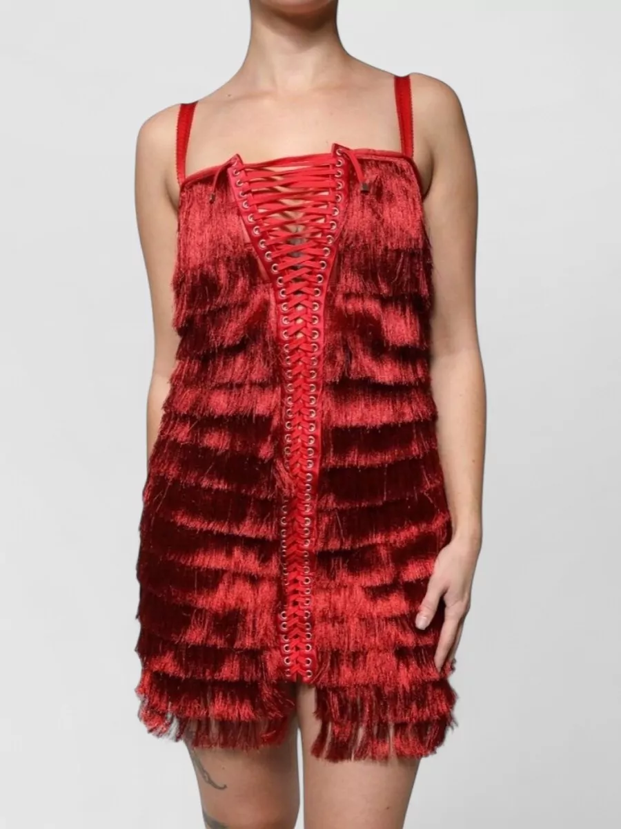 Dolce&Gabbana silk lace tassel sleeveless mini dress